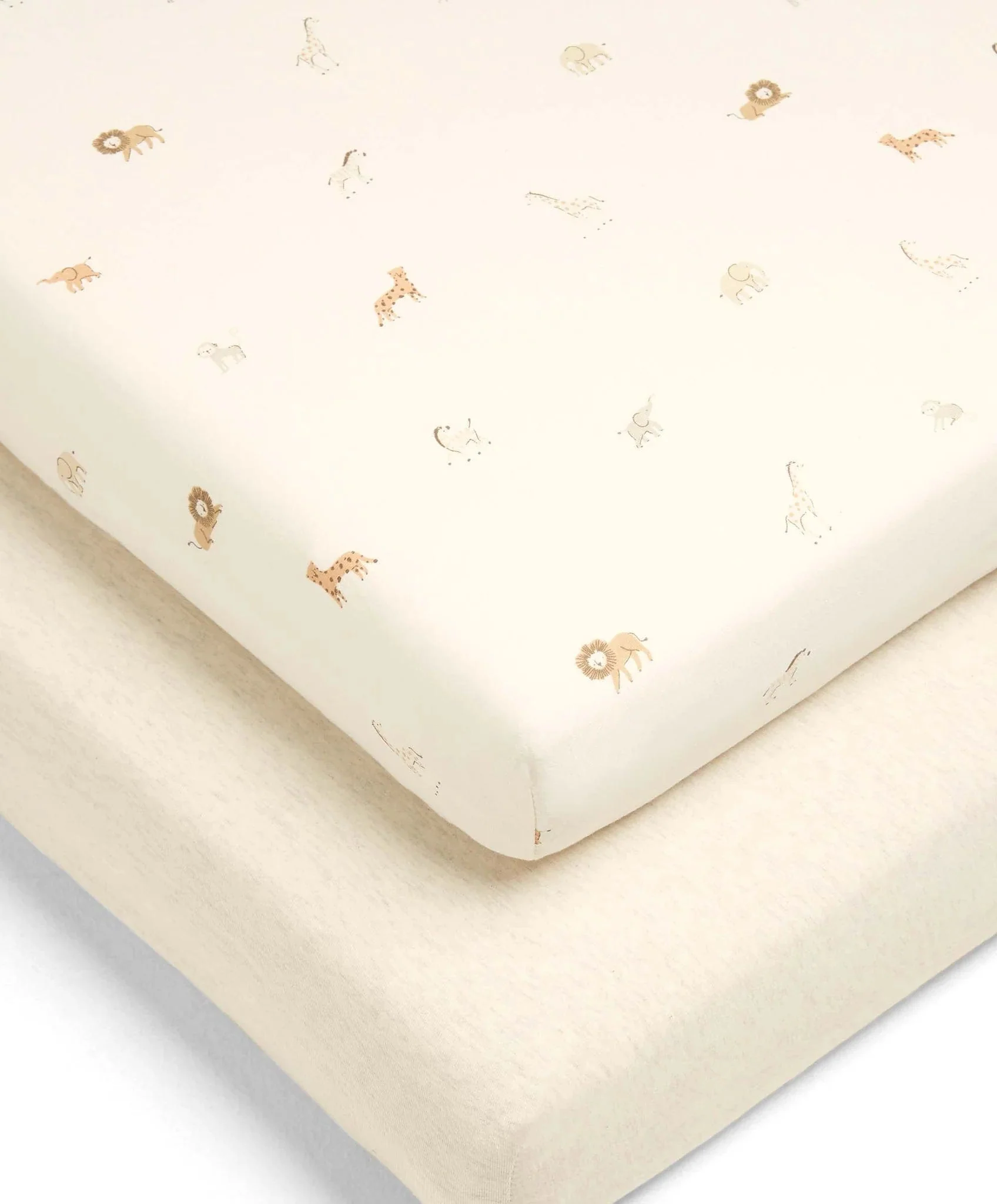 Mamas & Papas Cot Bed Fitted Sheets 2 Pack - Born to be Wild - Safari and Marl - Image 2