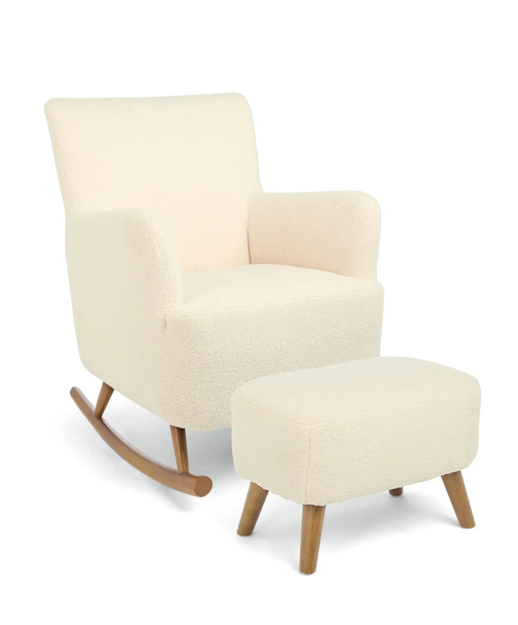Mamas and Papas Elwood Nursing Chair & Stool - Off White Boucle Weave - Image 2