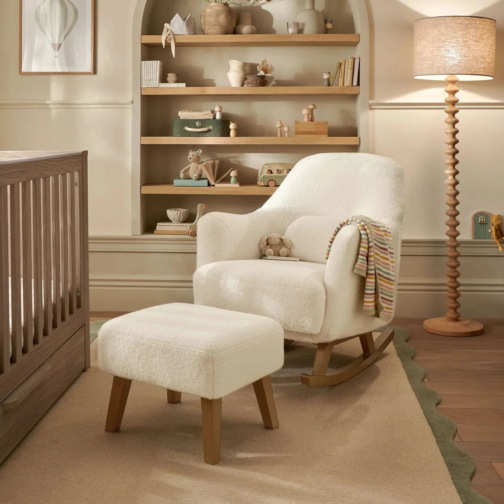 Mamas and Papas Penrose Nursing Chair & Stool - Off White Boucle Weave