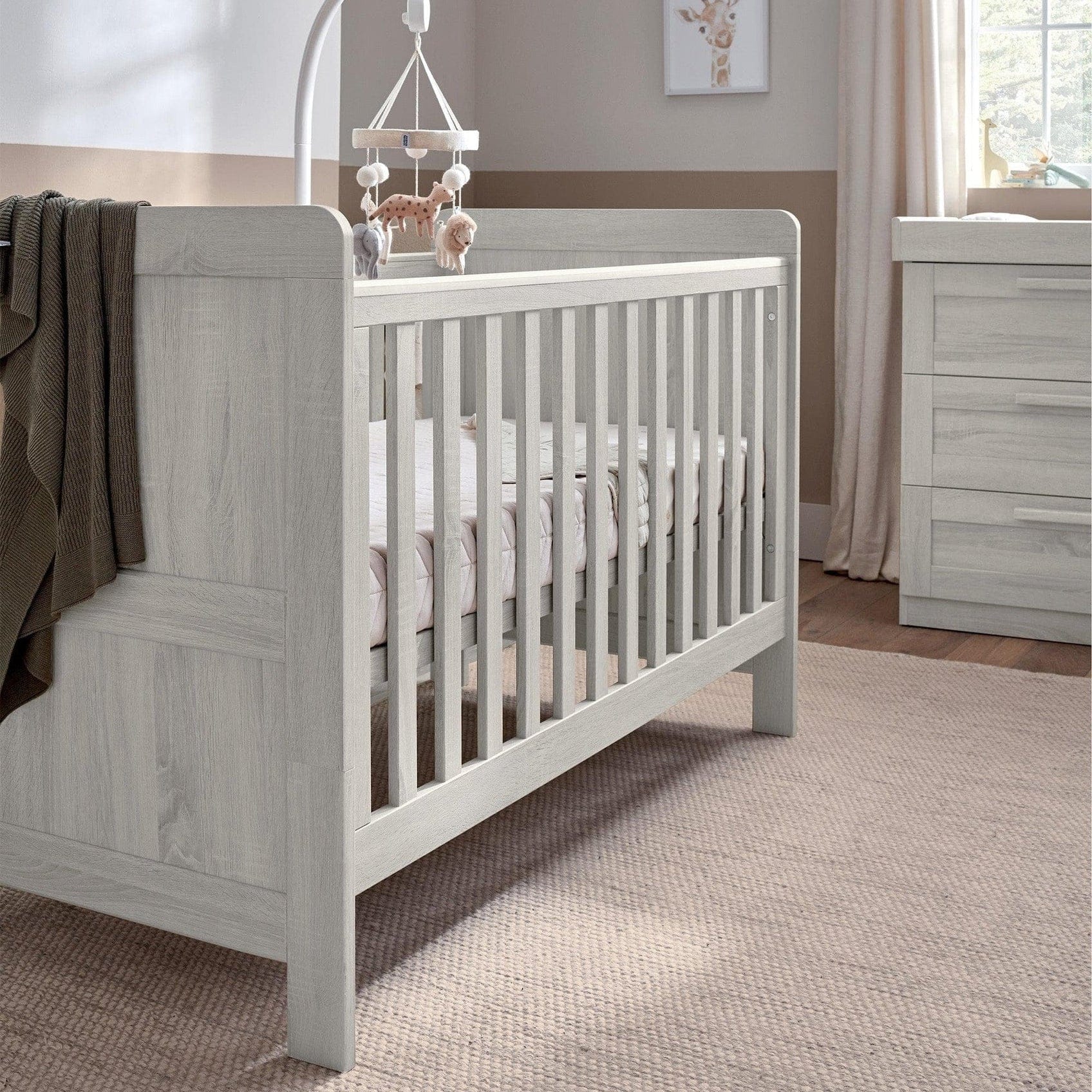 Mamas & Papas Atlas 2pc Furniture Set - Nimbus White inc Mattress