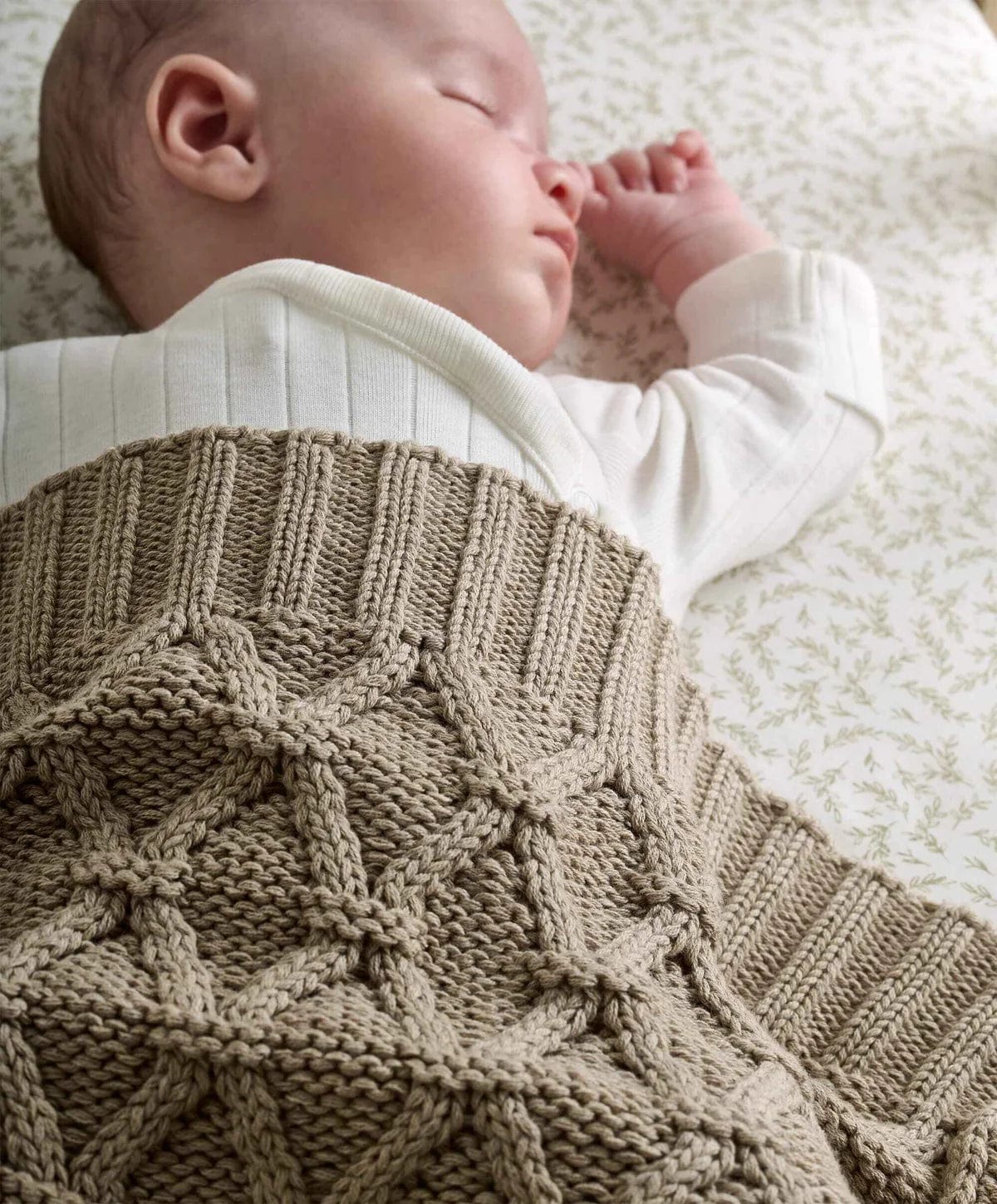 Mamas & Papas Cable Knit Blanket - Welcome to the World, Seedling Mocha - Image 2