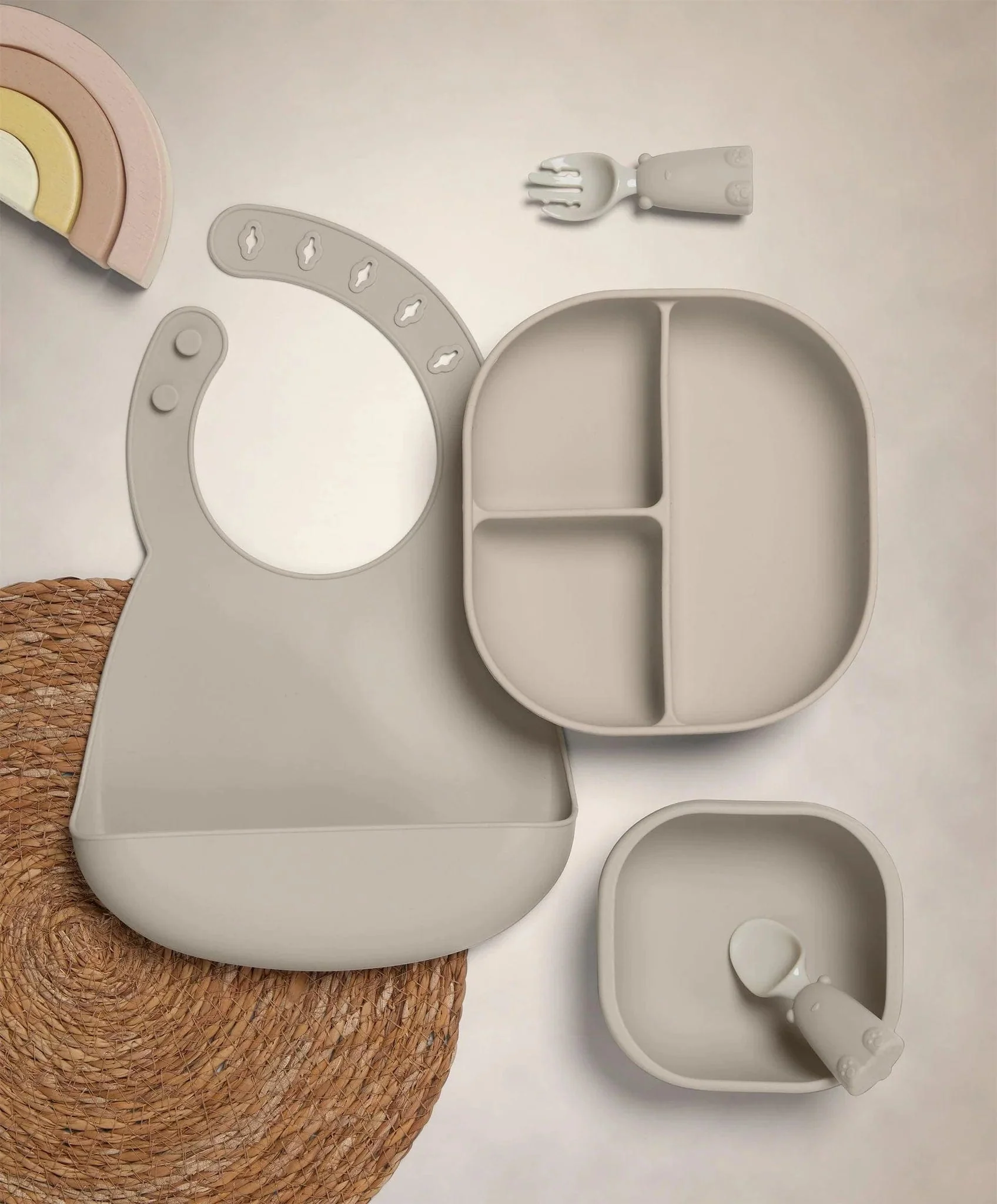 Mamas & Papas First Mealtime Silicone Set - Truffle - Image 2