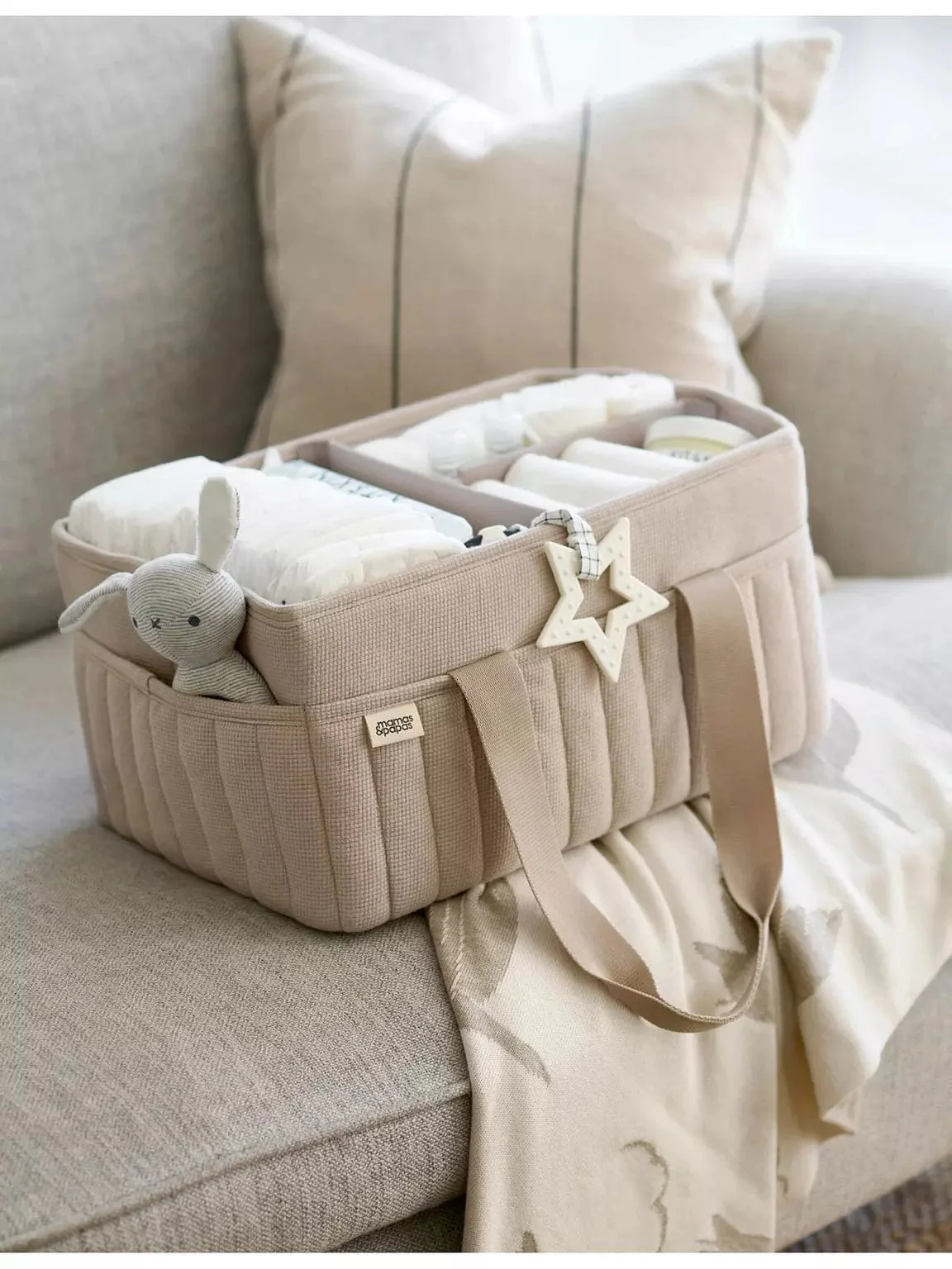 Mamas & Papas Nappy Caddy - Neutral Waffle - Image 2