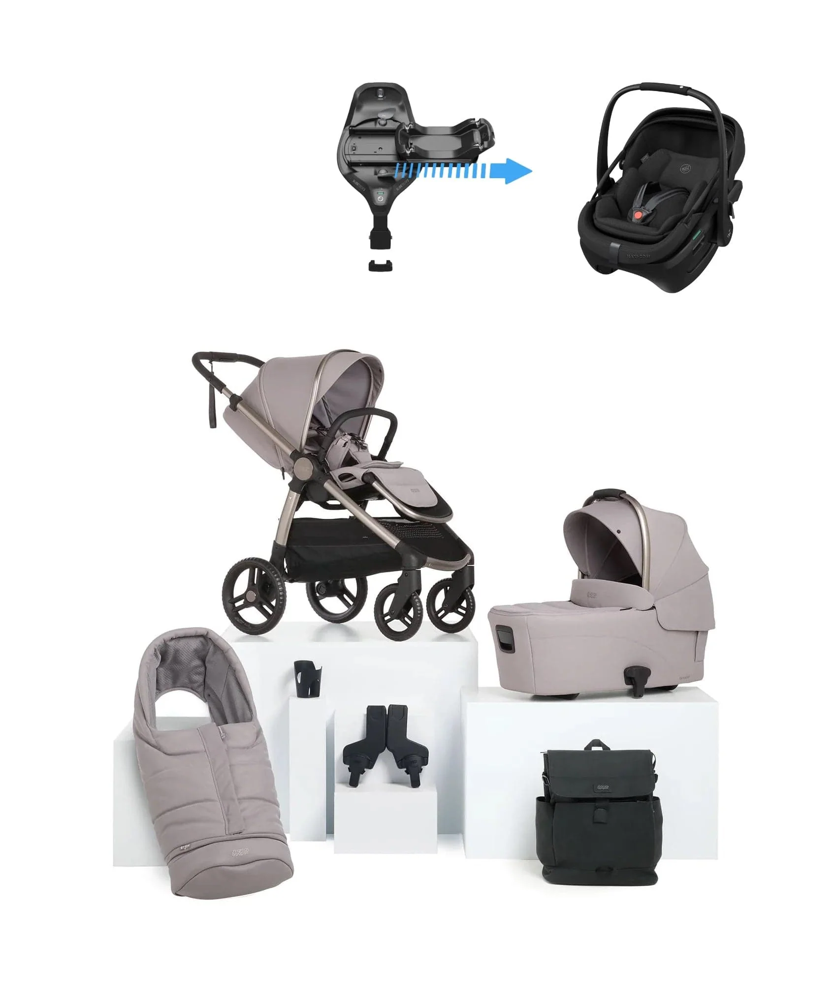 Mamas & Papas Ocarro 2 (Coral Slide Pro) Travel System - Moonstone Grey