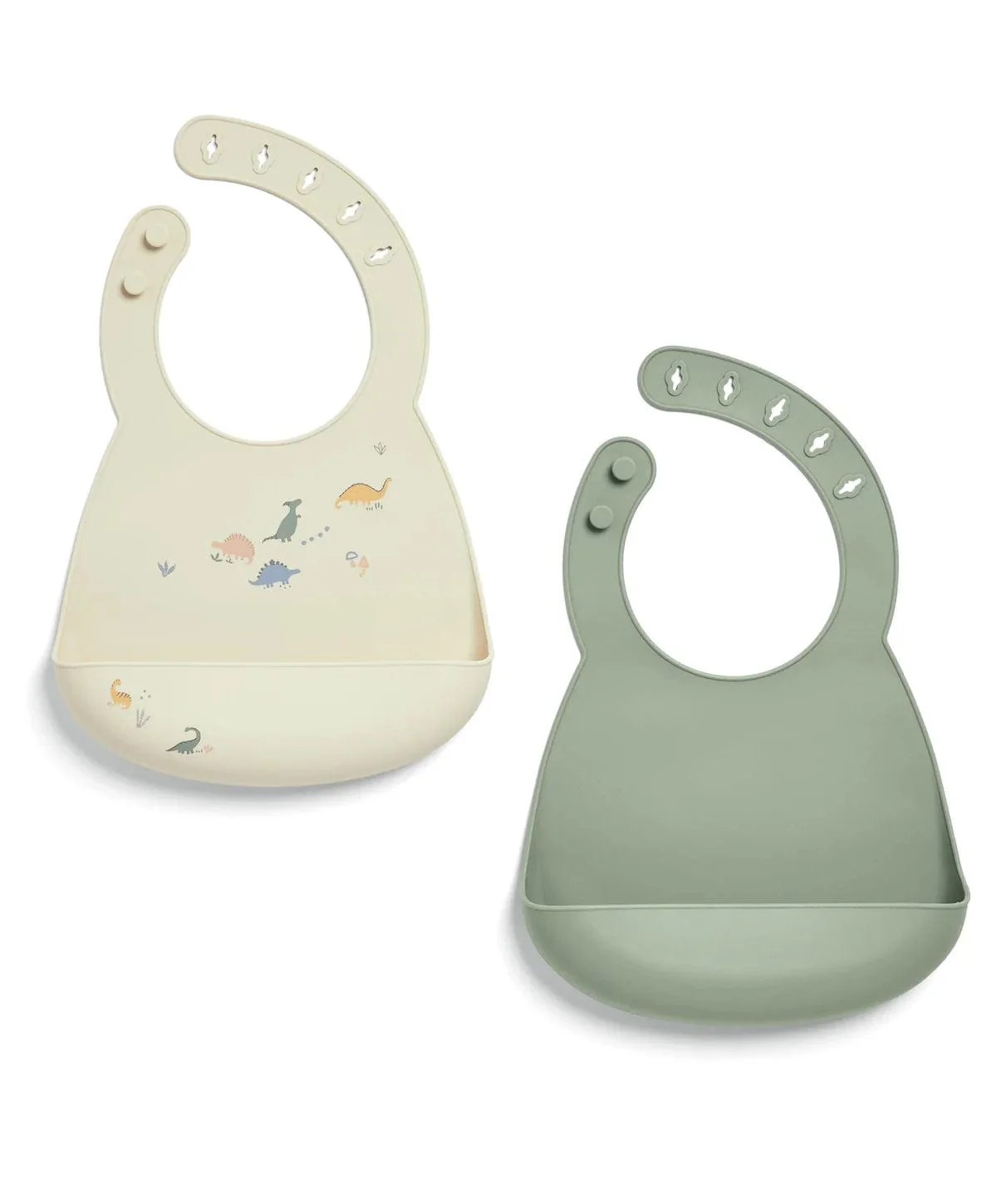 Mamas & Papas Silicone Bibs (2 Pack) - Dino Teal