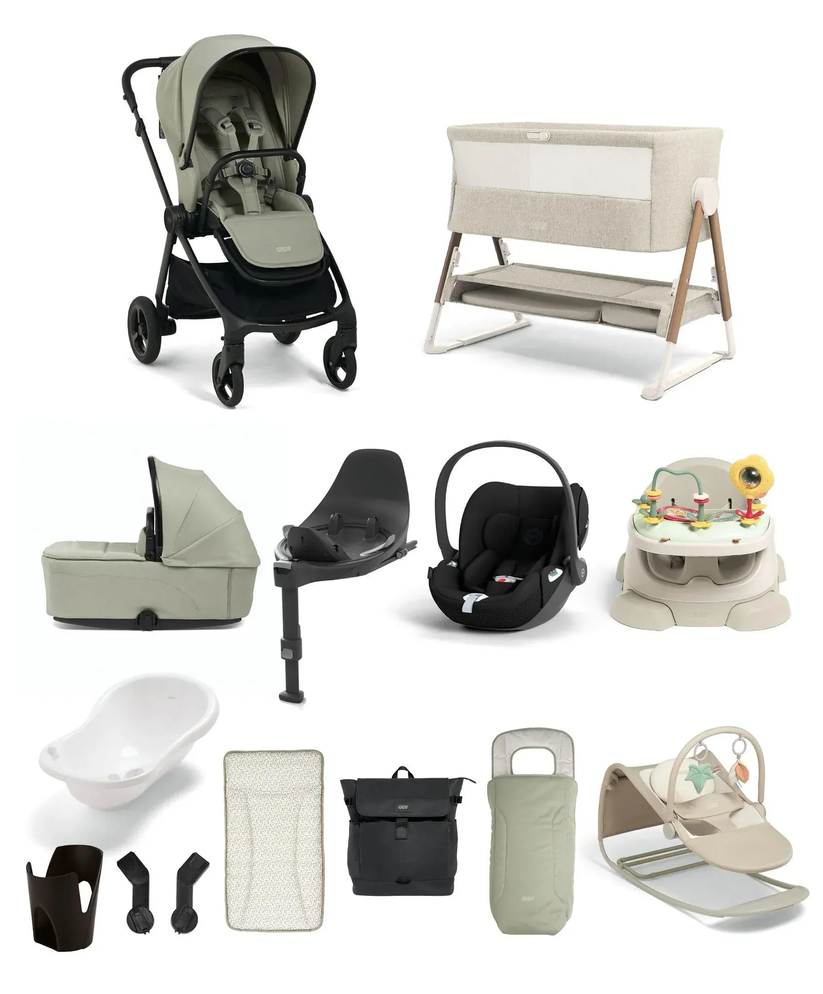 Mamas & Papas Vardo Ultimate (Cloud T) Newborn Travel System - Sage