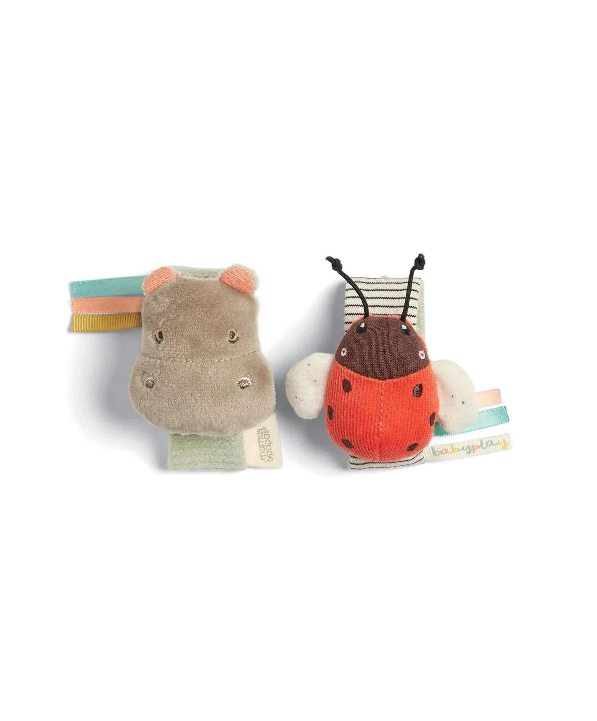 Mamas & Papas Wrist Rattle (2 Pack) - Hippo/Ladybird