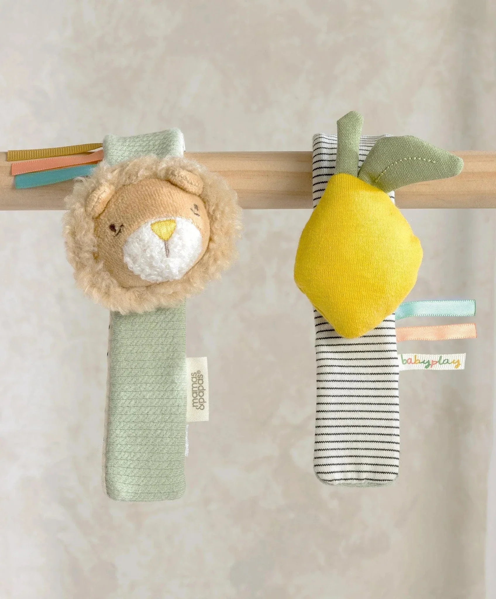 Mamas & Papas Wrist Rattles (2 Pack) - Lion/Lemon - Image 2