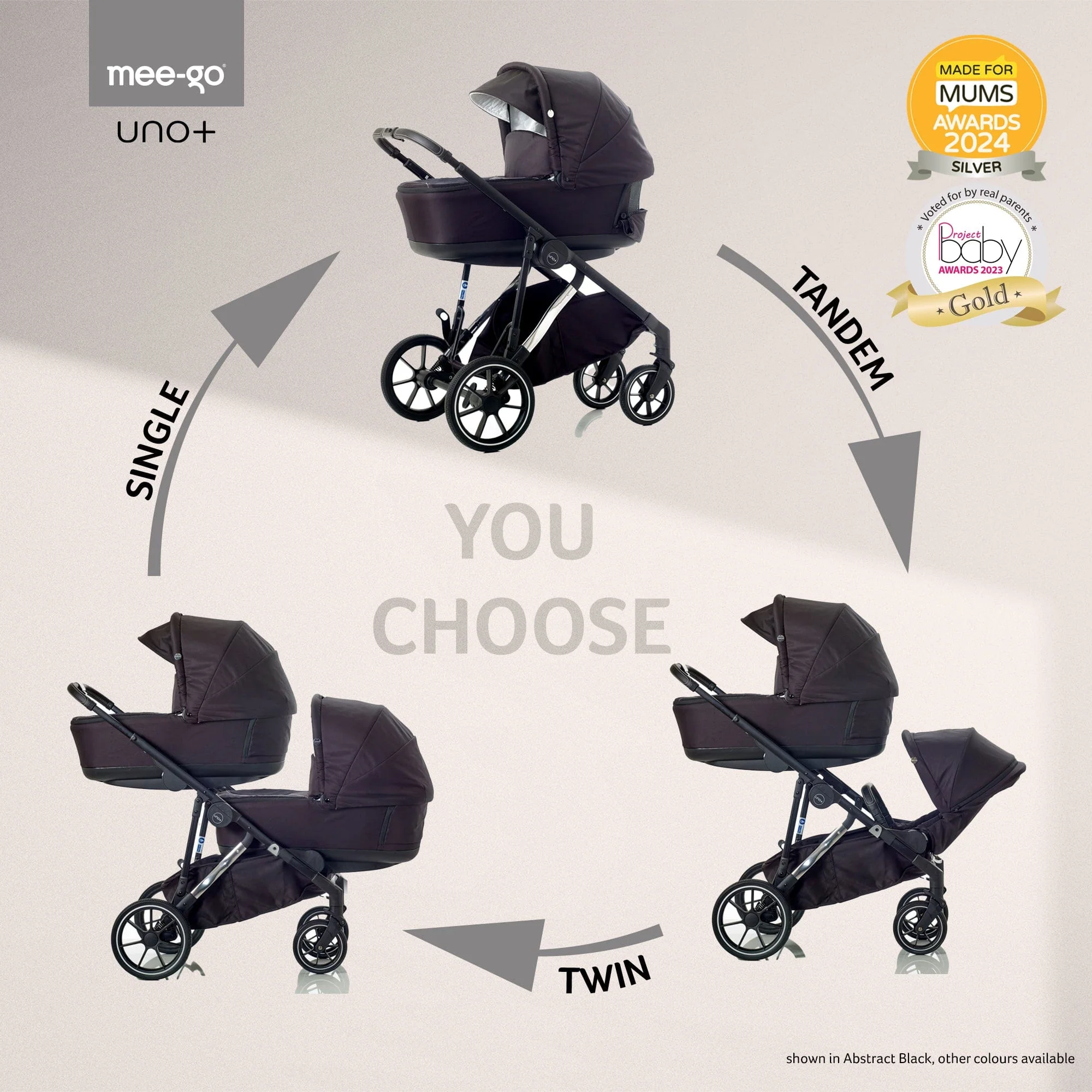 Mee-go Uno Plus (Cloud G Plus) Travel System - Black/Chrome - Image 3