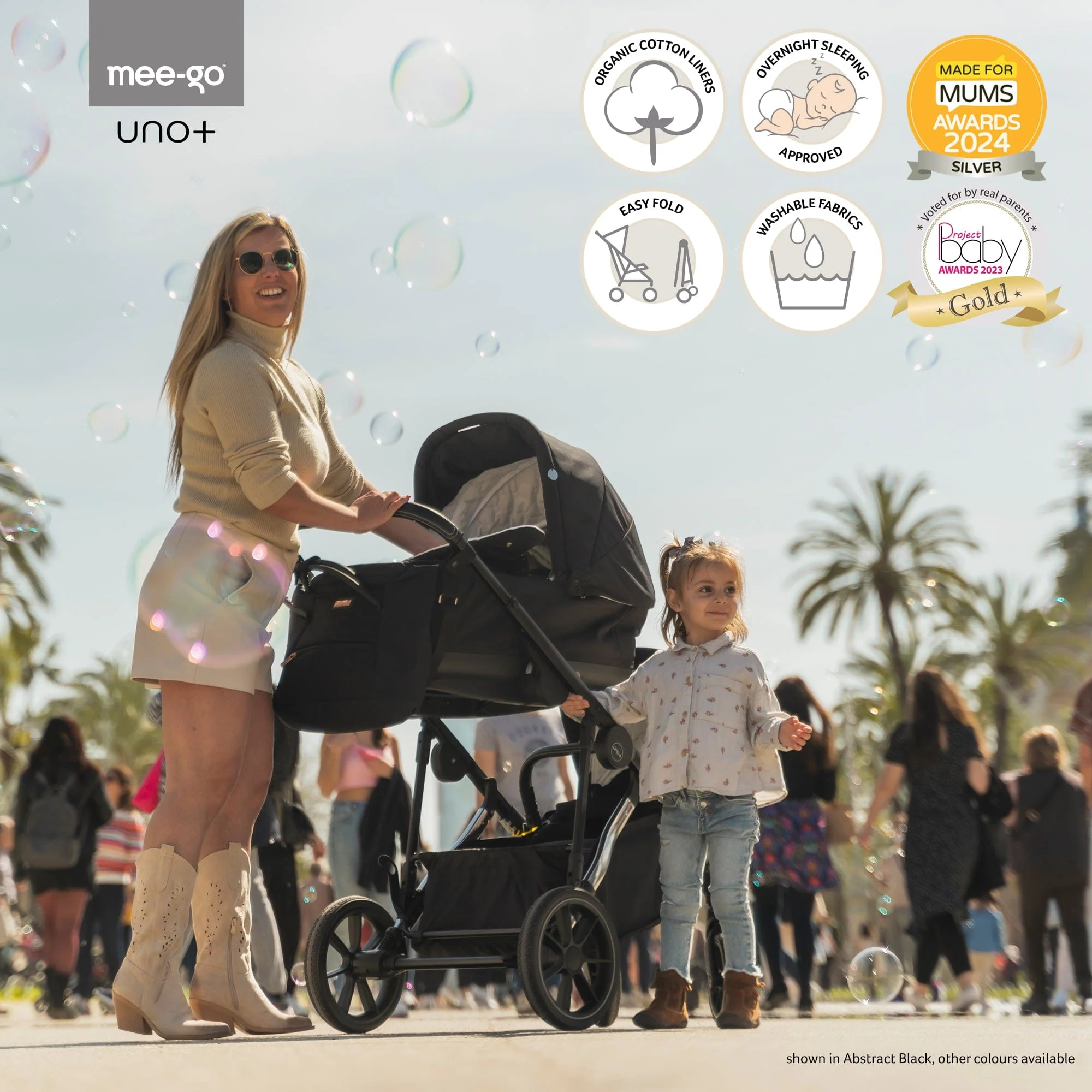 Mee-go Uno Plus Double Pushchair - Black/Rose - Image 9