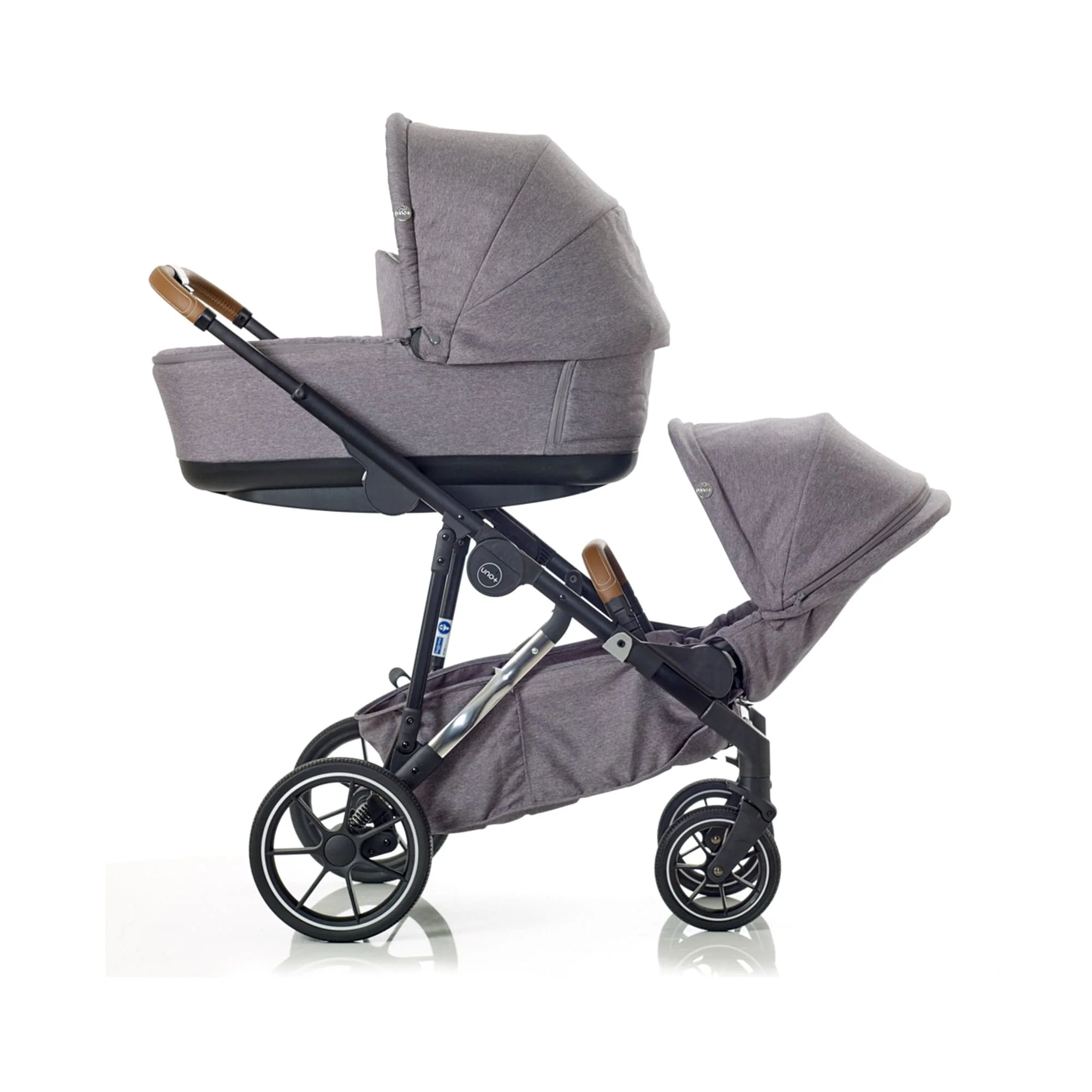 Mee-go Uno Plus Double Pushchair - Grey/Chrome - Image 3