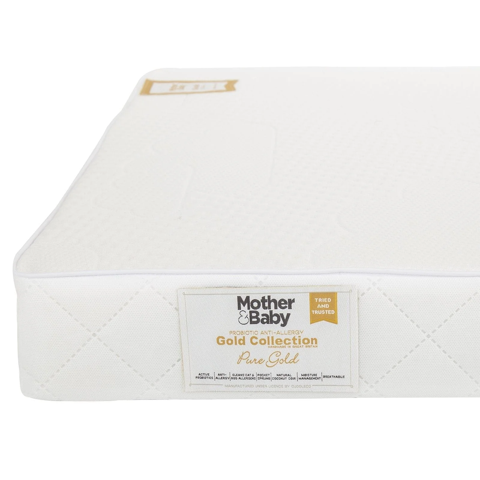 Mother&Baby Pure Gold Anti-Allergy Coir Pocket Sprung Cot bed Mattress 140 x 70cm - Image 2