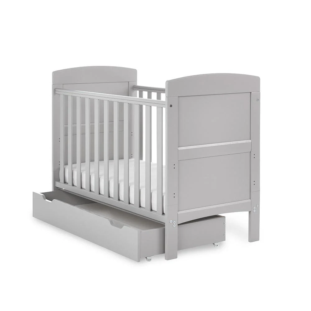 Obaby Grace Mini Cot Bed & Under Drawer - Warm Grey