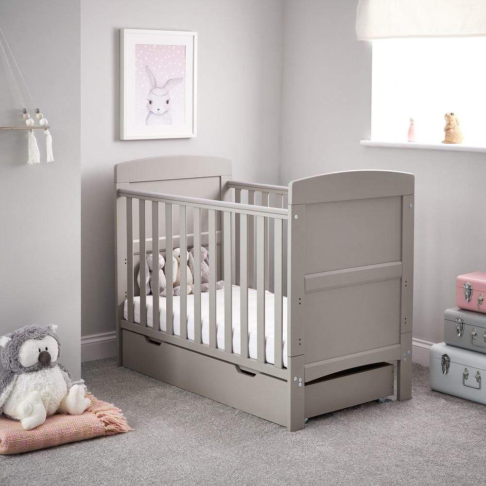 Obaby Grace Mini Cot Bed & Under Drawer - Warm Grey - Image 2