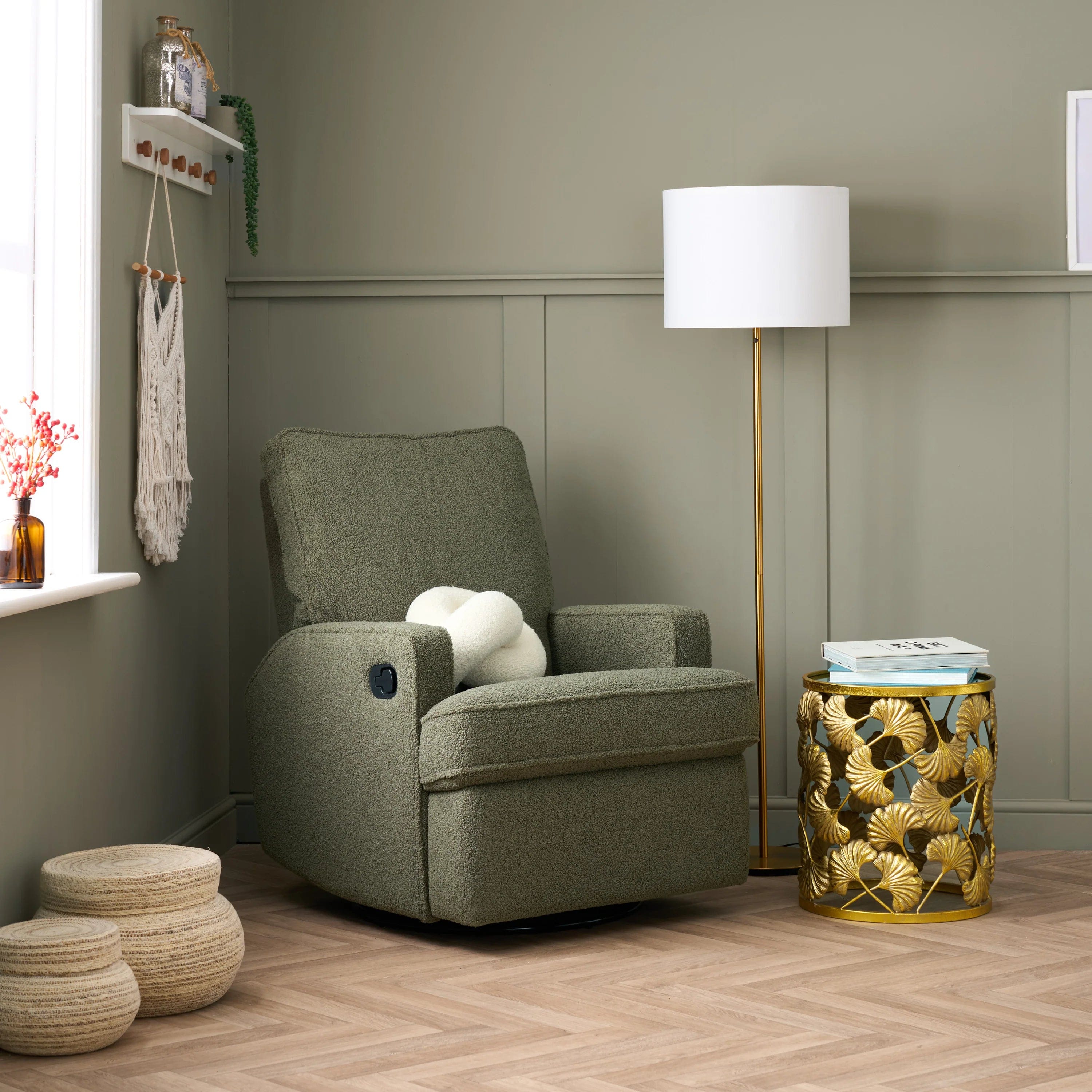 Obaby Madison Swivel Glider Recliner Chair - Olive - Image 2
