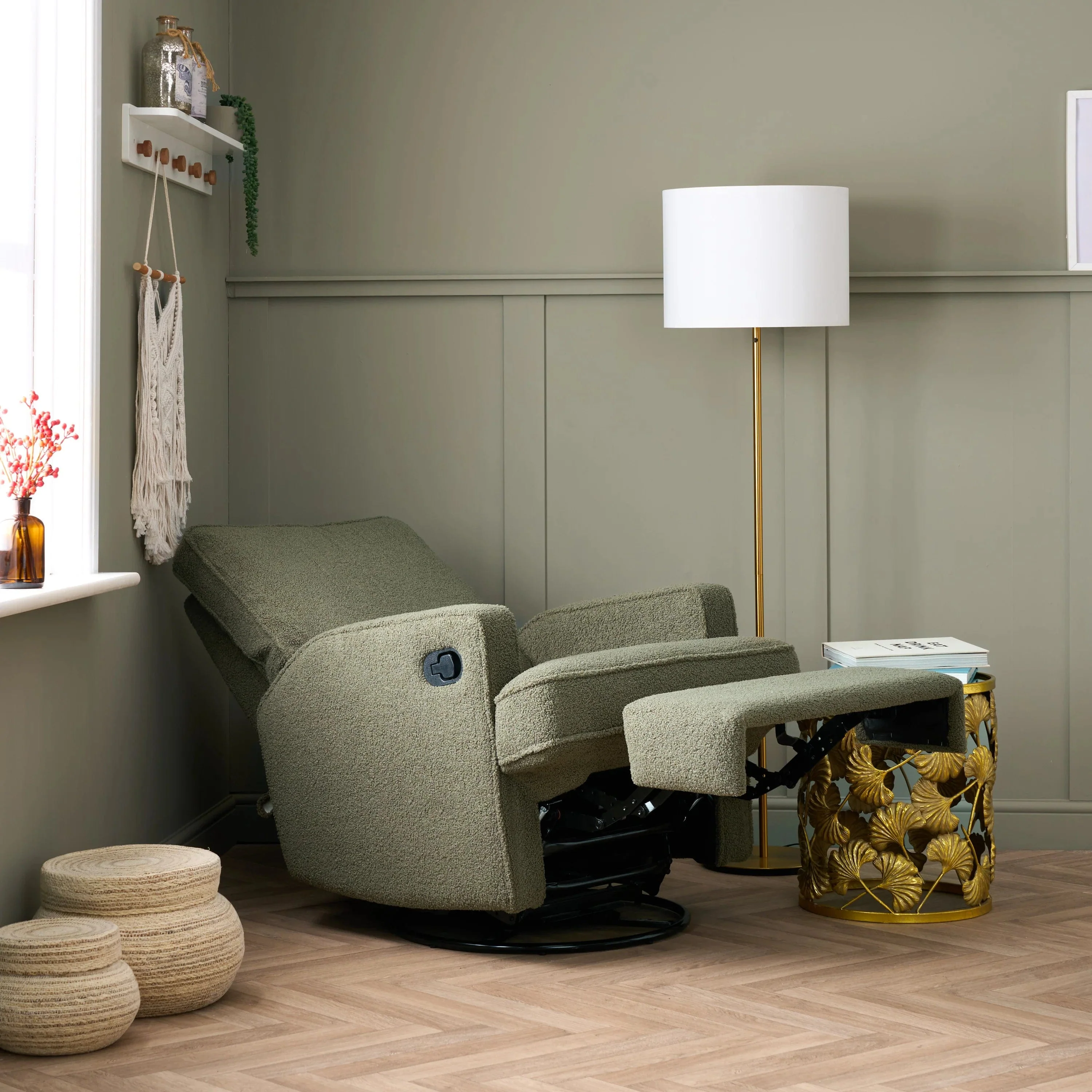 Obaby Madison Swivel Glider Recliner Chair - Olive - Image 3