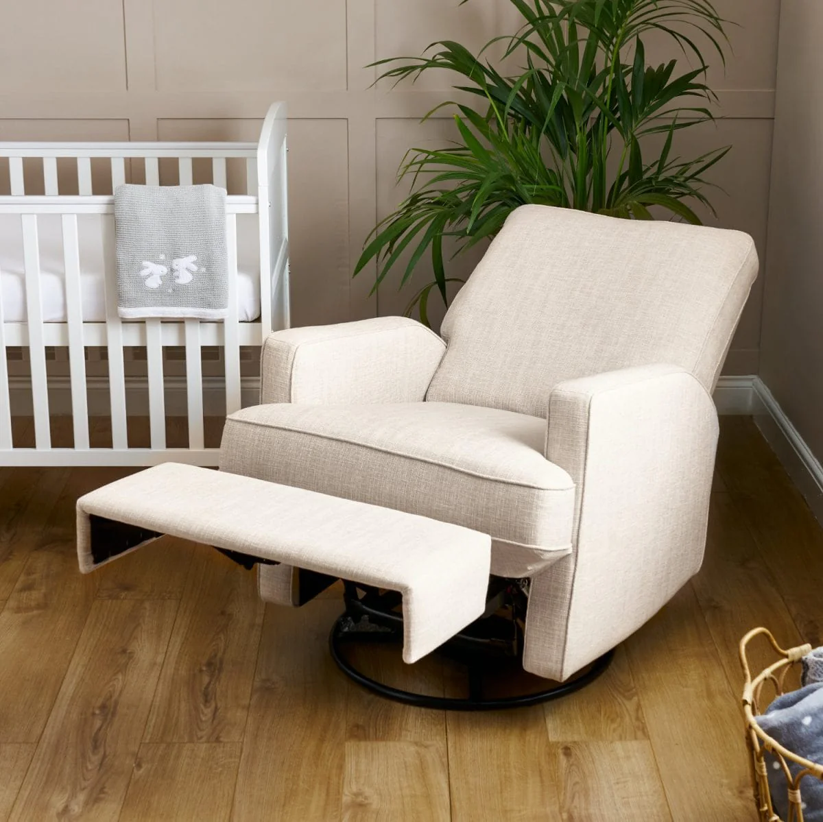 Obaby Madison Swivel Glider Recliner Chair - Oatmeal - Image 2
