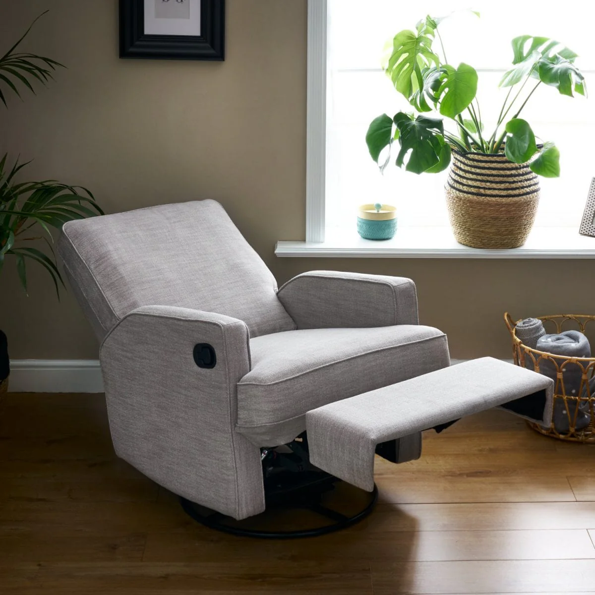 Obaby Madison Swivel Glider Recliner Chair - Pebble - Image 2