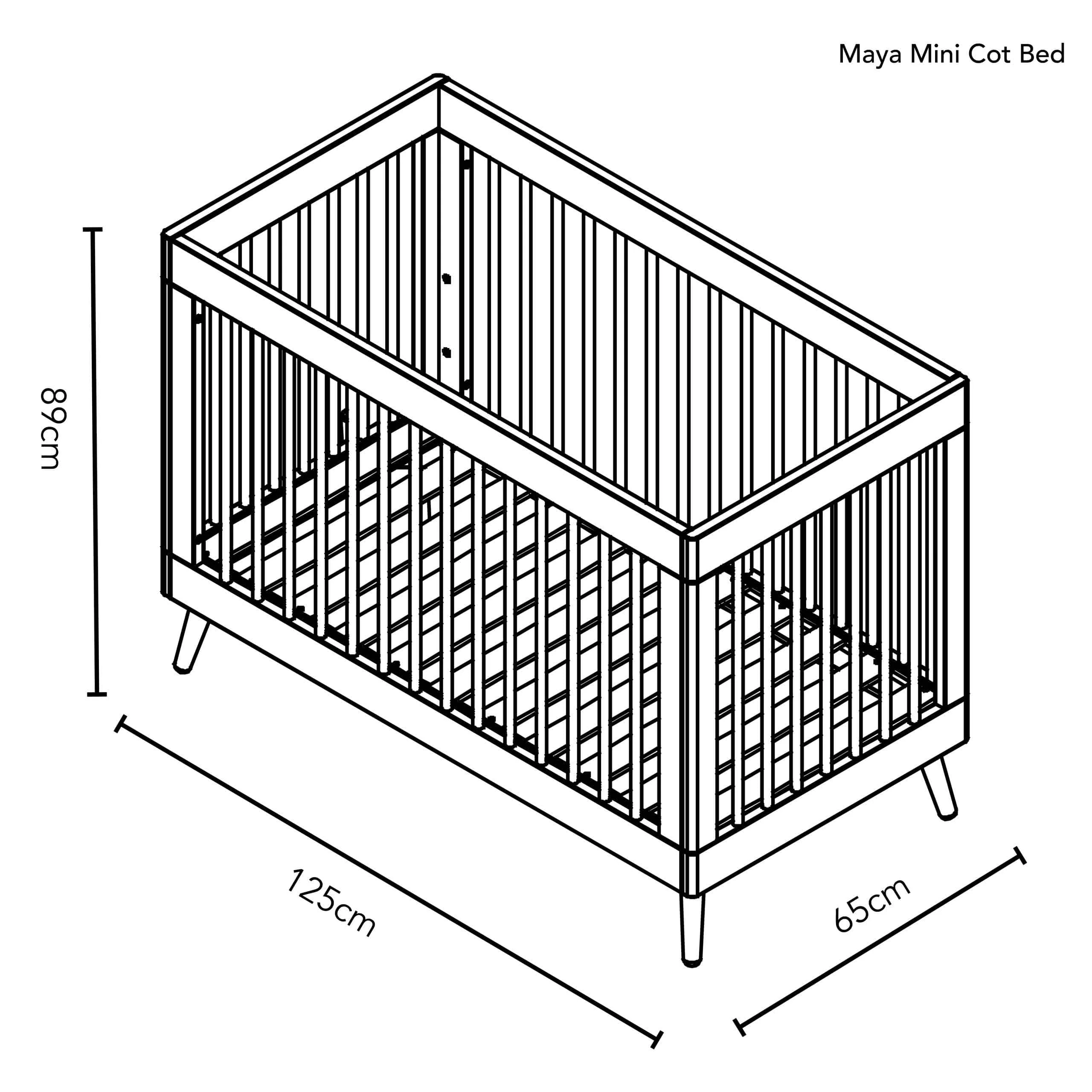 Obaby Maya Mini Cot Bed - White with Natural - Image 16