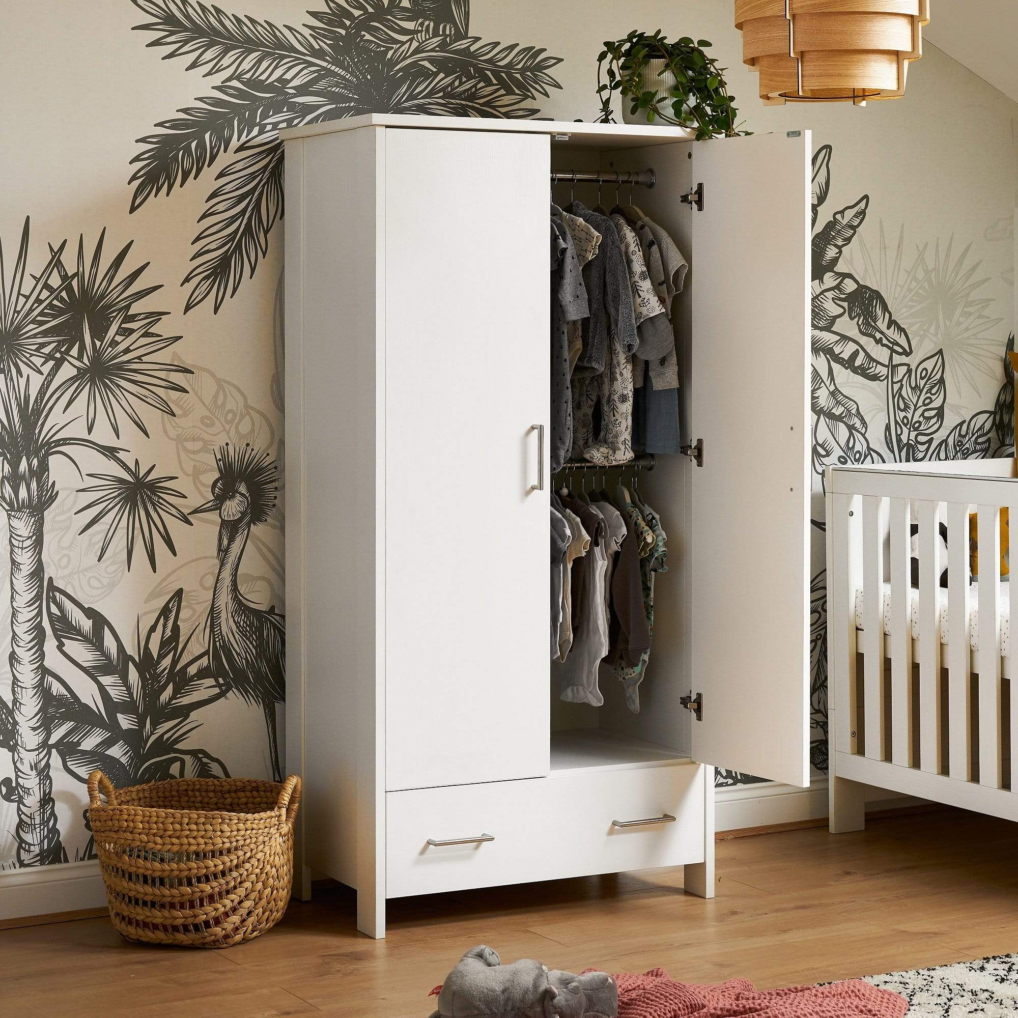Obaby Nika Double Wardrobe - White Wash - Image 5