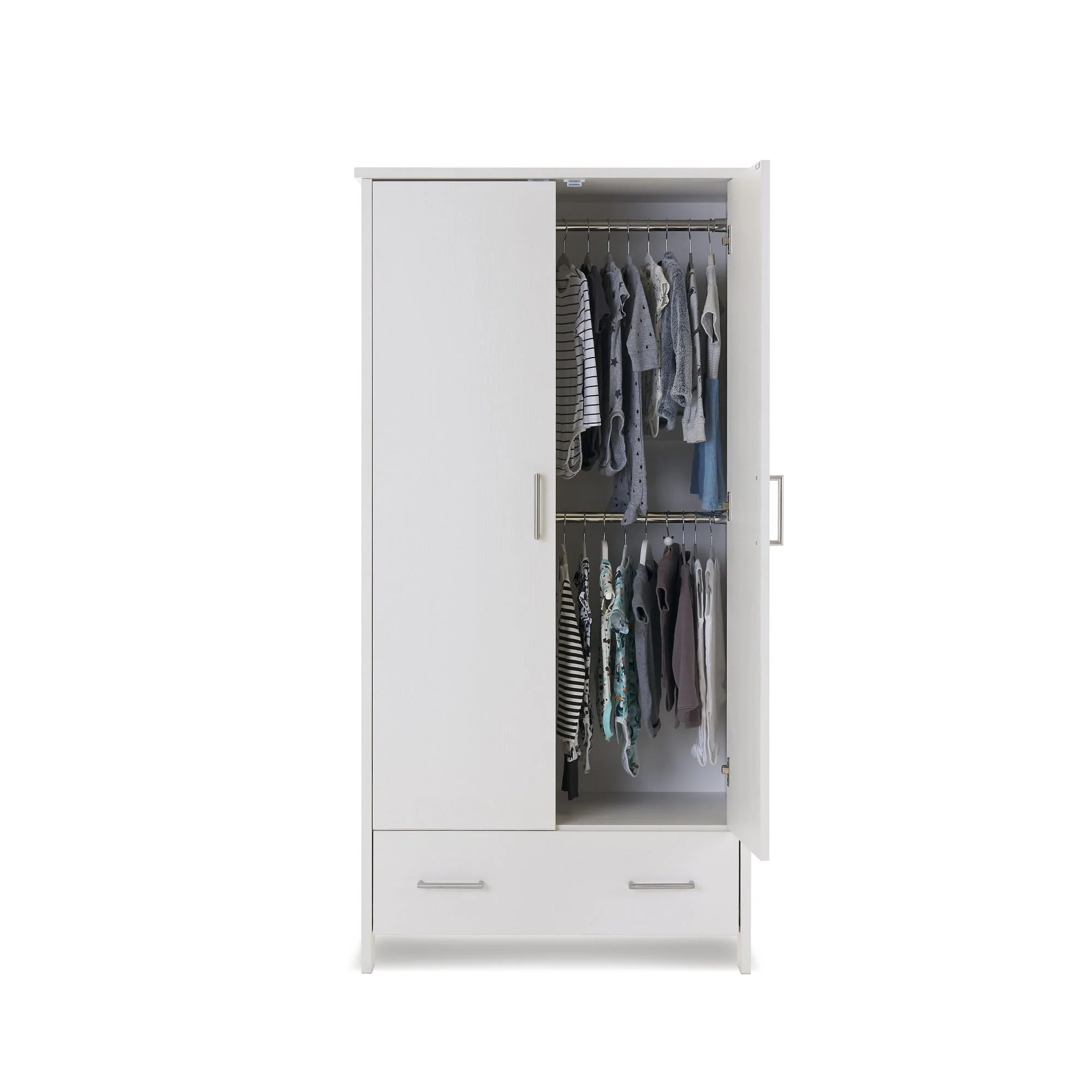 Obaby Nika Double Wardrobe - White Wash - Image 6