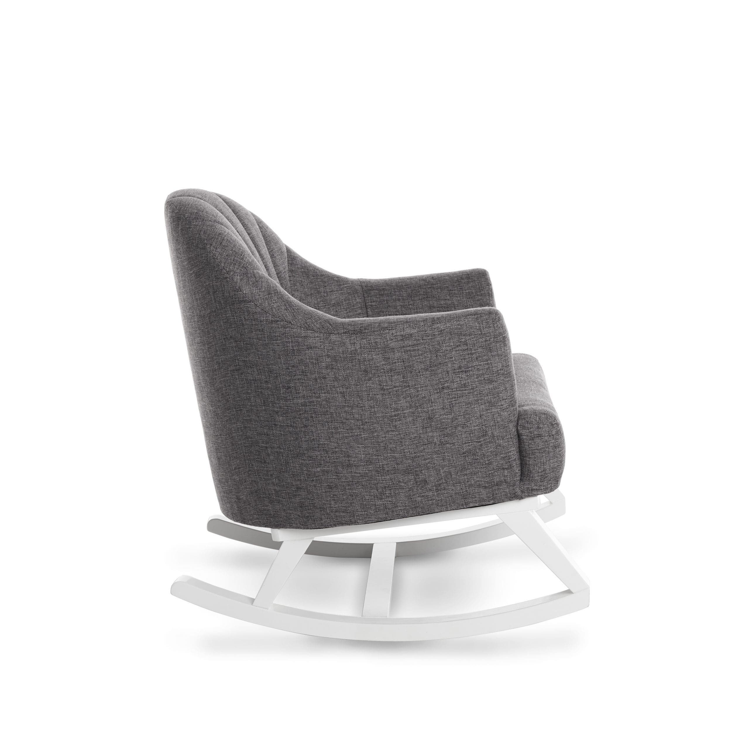 Obaby Round Back Rocking Chair - White With Grey Cushion - Image 3