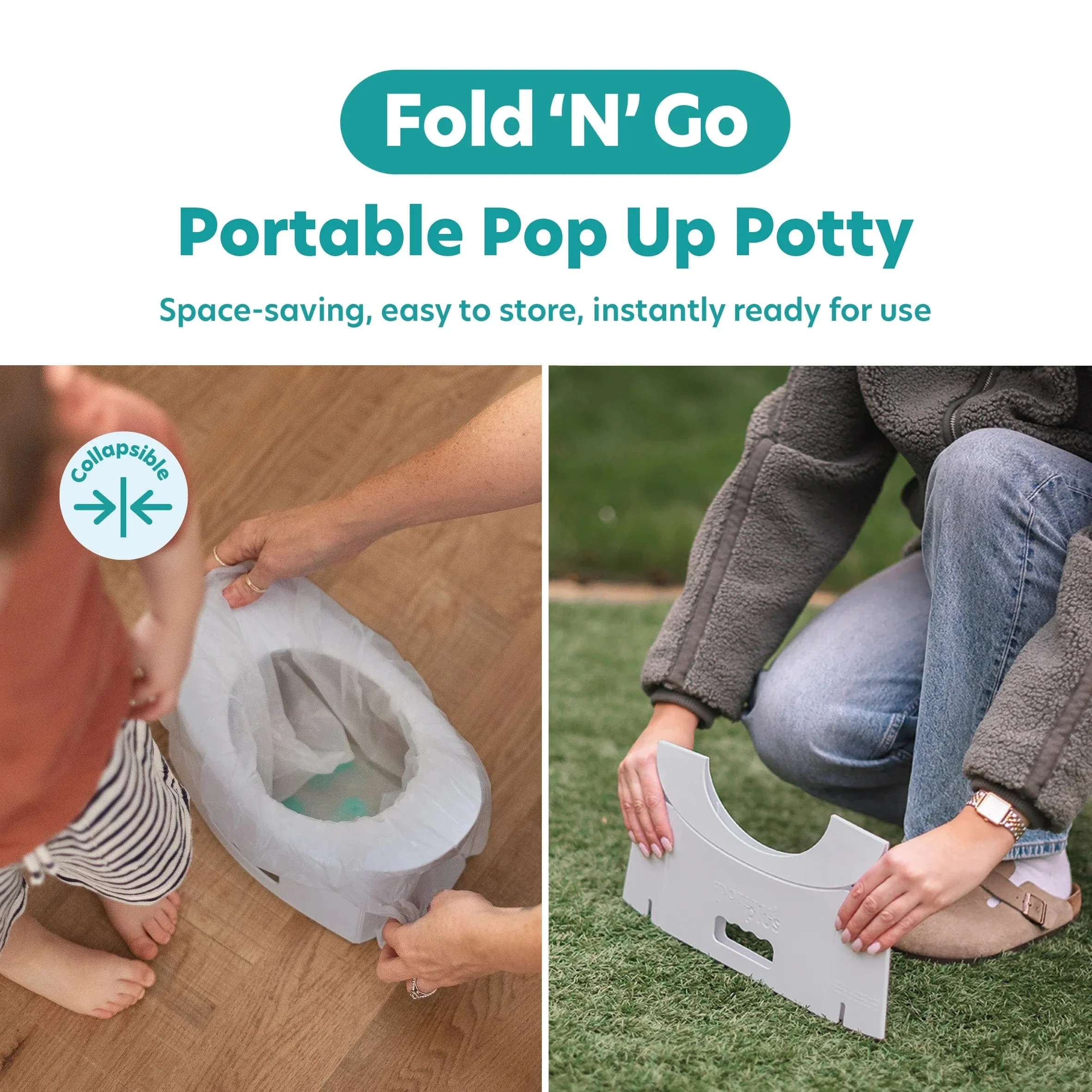 Potette Fold N Go - Grey - Image 3