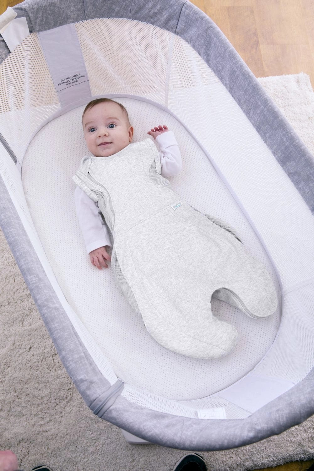 Purflo Swaddle To Sleep Bag 0.5 TOG 0-4 Month Lightweight - Minimal Grey (2 Pack) - Image 2