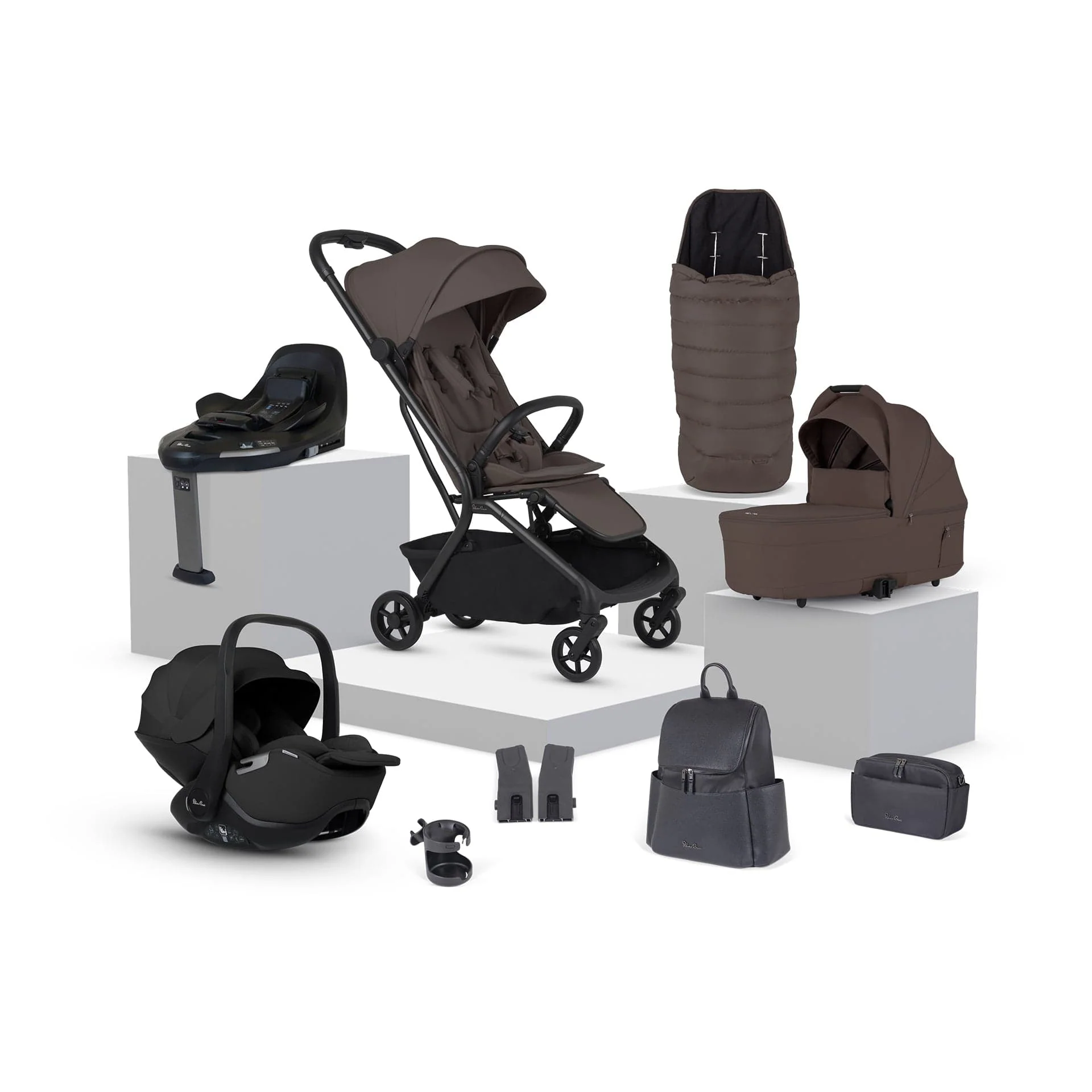 Silver Cross Nia (Glide Plus 360) Travel System with Accessories - Chocolate