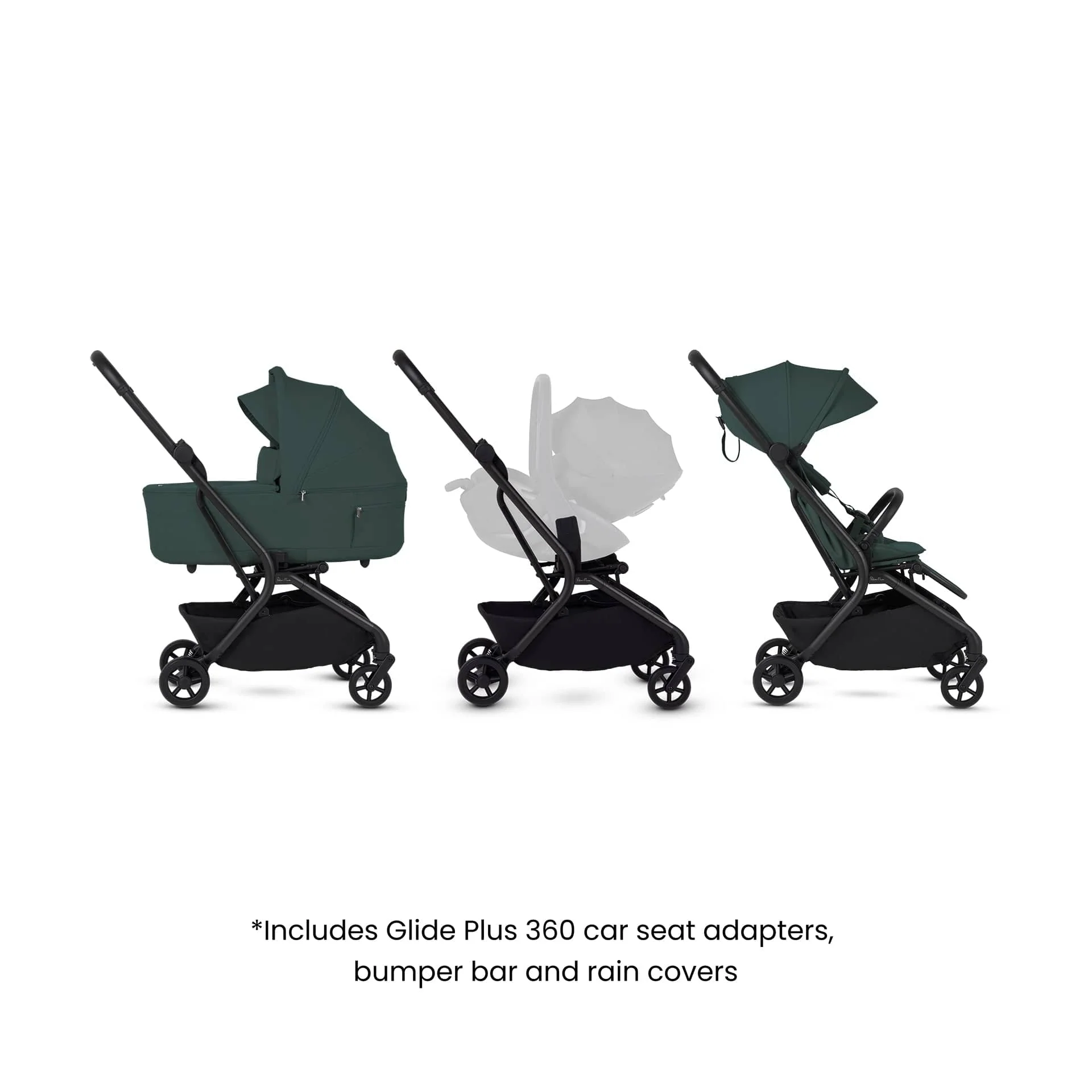 Silver Cross Nia Stroller & Carrycot - Conifer - Image 9
