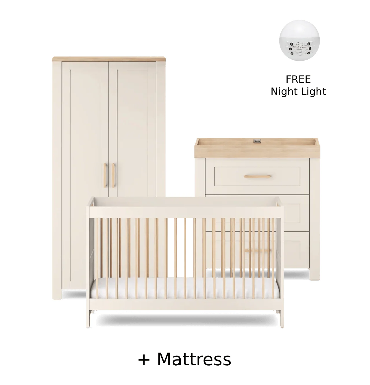 Silver Cross Seville (4 Piece) Furniture Set with FREE Night Light