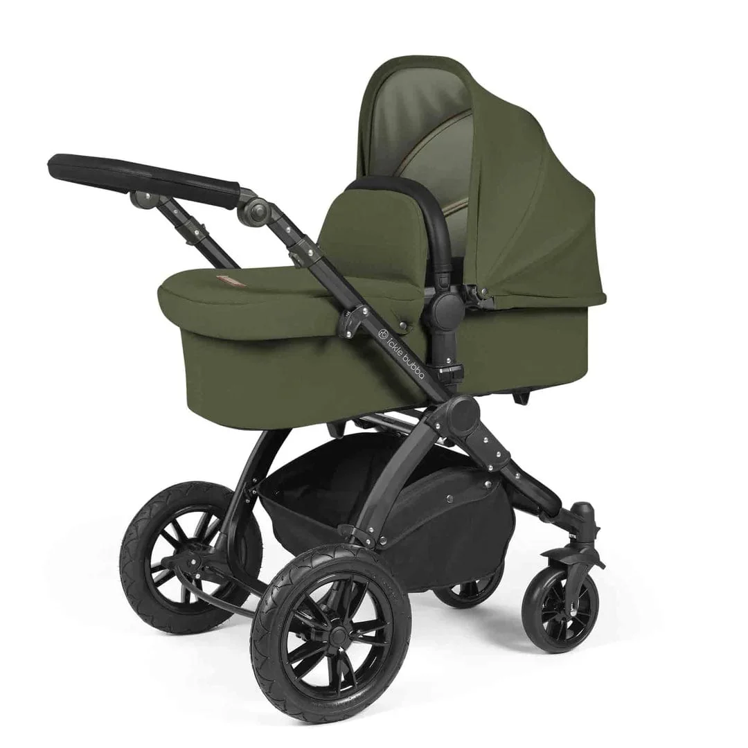 Ickle Bubba Stomp Luxe (Cirrus) Travel System with Bubba & Me - Black / Woodland / Black - Image 2