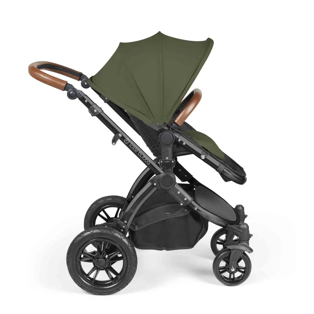 Ickle Bubba Stomp Luxe (Cirrus) Travel System with Bubba & Me - Black / Woodland / Tan - Image 8
