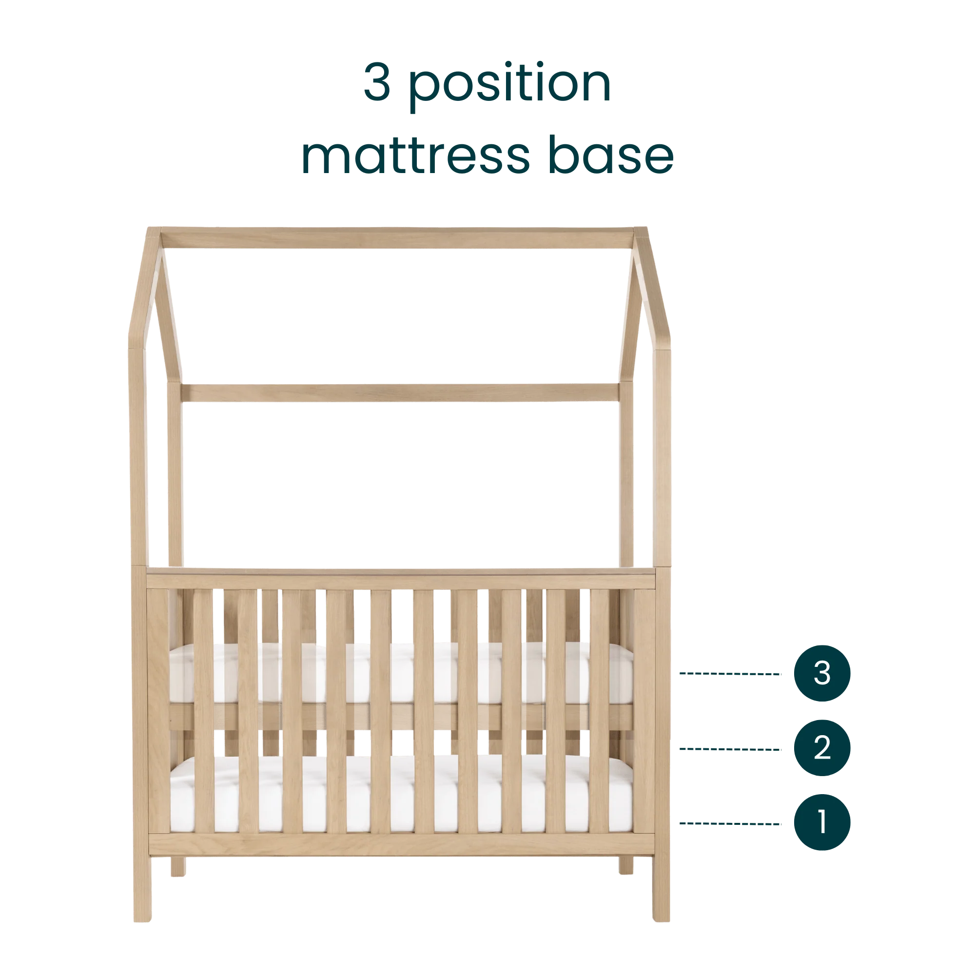 Tutti Bambini Casa 3in1 Mini House Cot Bed (120 x 60cm) - Harvest Oak - Image 17
