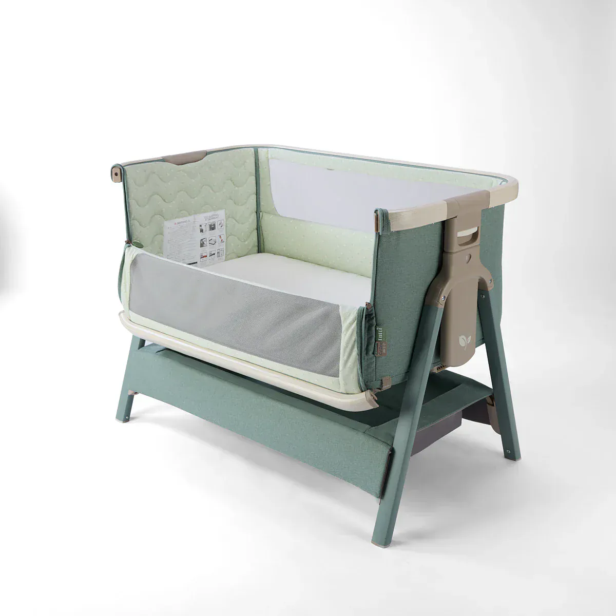 Tutti Bambini CoZee Air 2 Bedside Crib - Whitewash / Kelp - Image 10