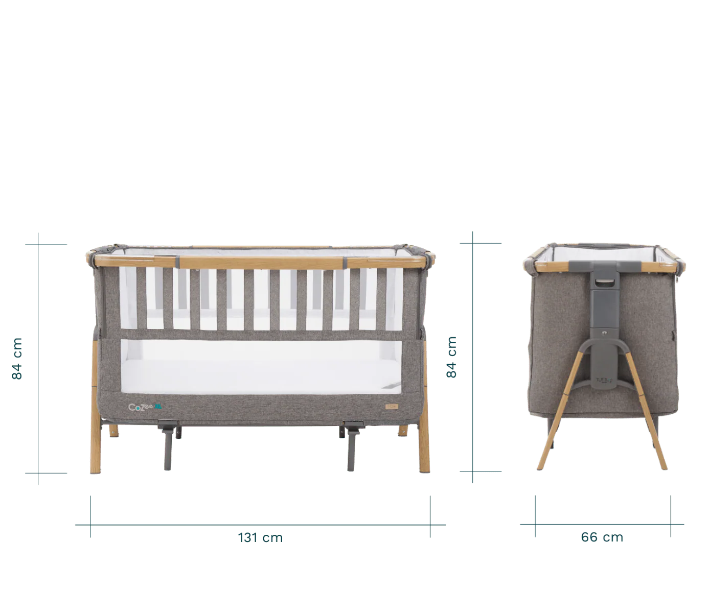 Tutti Bambini Cozee XL Bedside Crib and Cot - Oak/Charcoal - Image 11