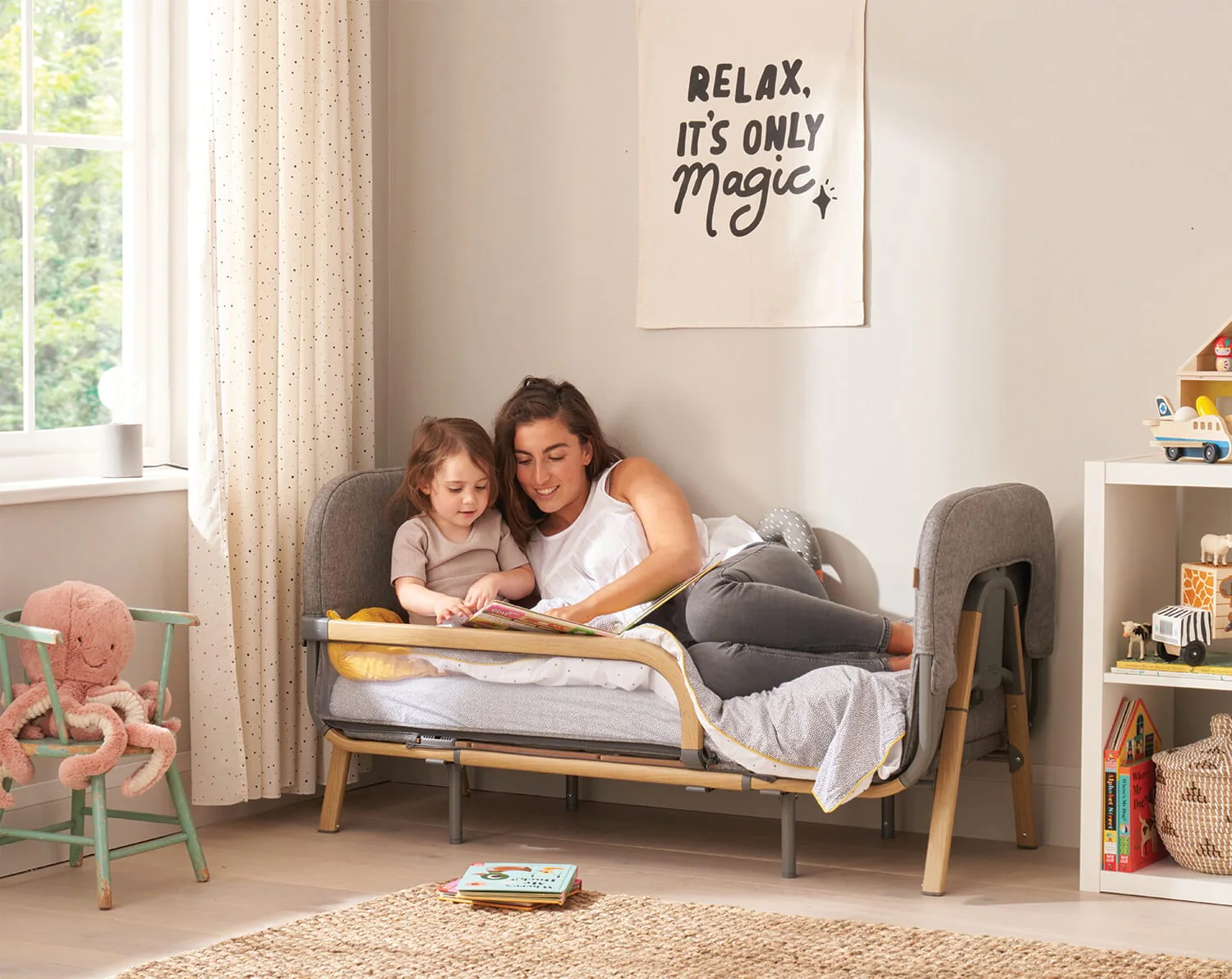 Tutti Bambini Cozee XL Bedside Crib and Cot - Oak/Charcoal - Image 9