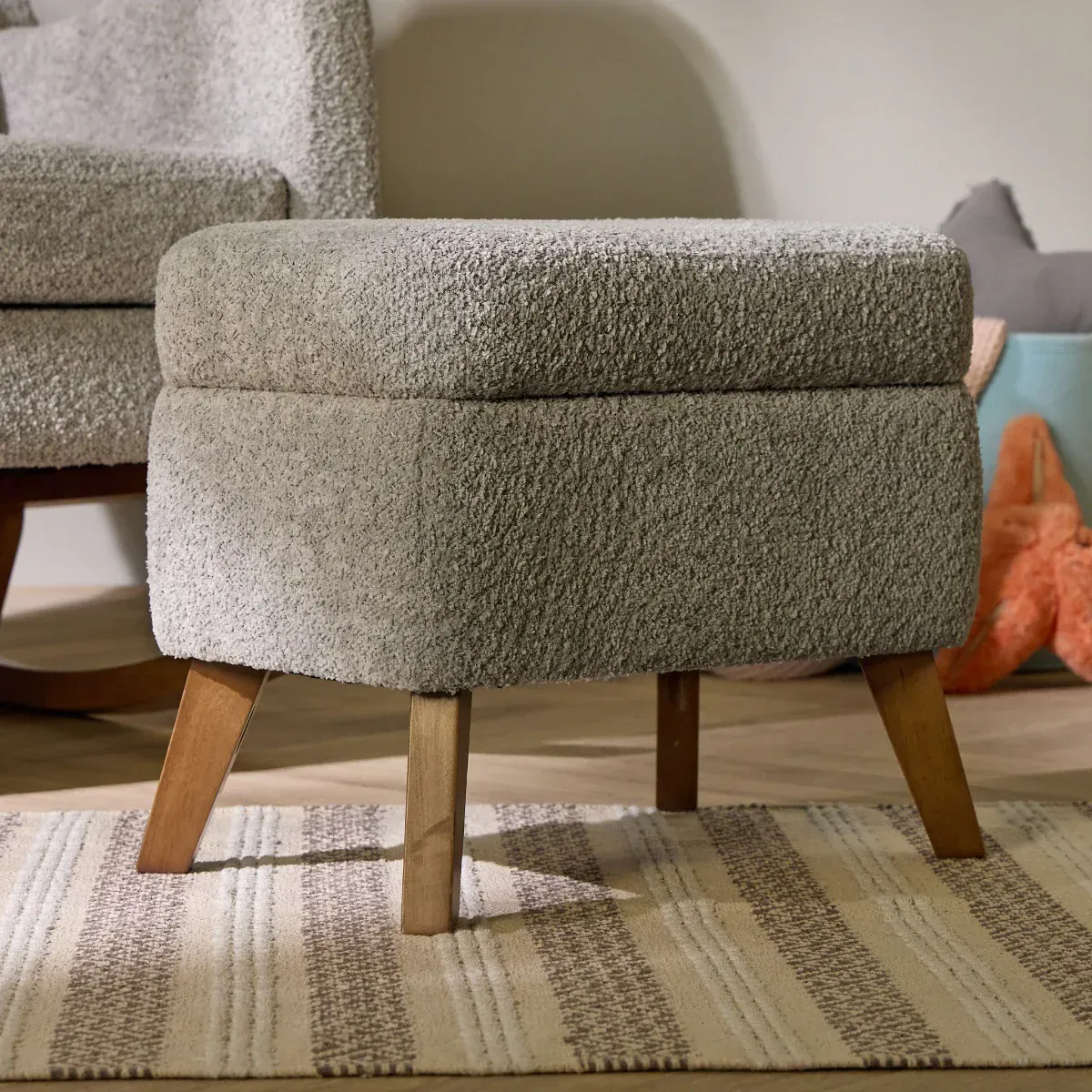 Tutti Bambini Harper Wingback Rocking Chair & Footstool - Cloud Grey - Image 11