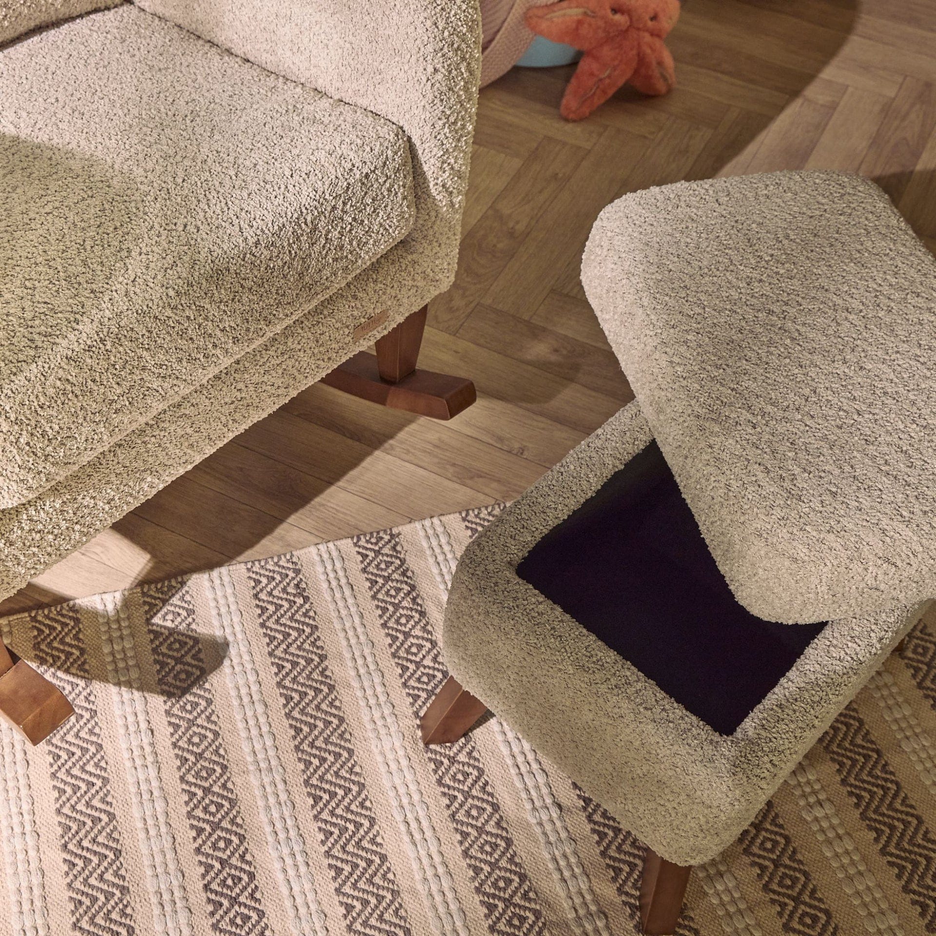 Tutti Bambini Harper Wingback Rocking Chair & Footstool - Teddy Mushroom - Image 7