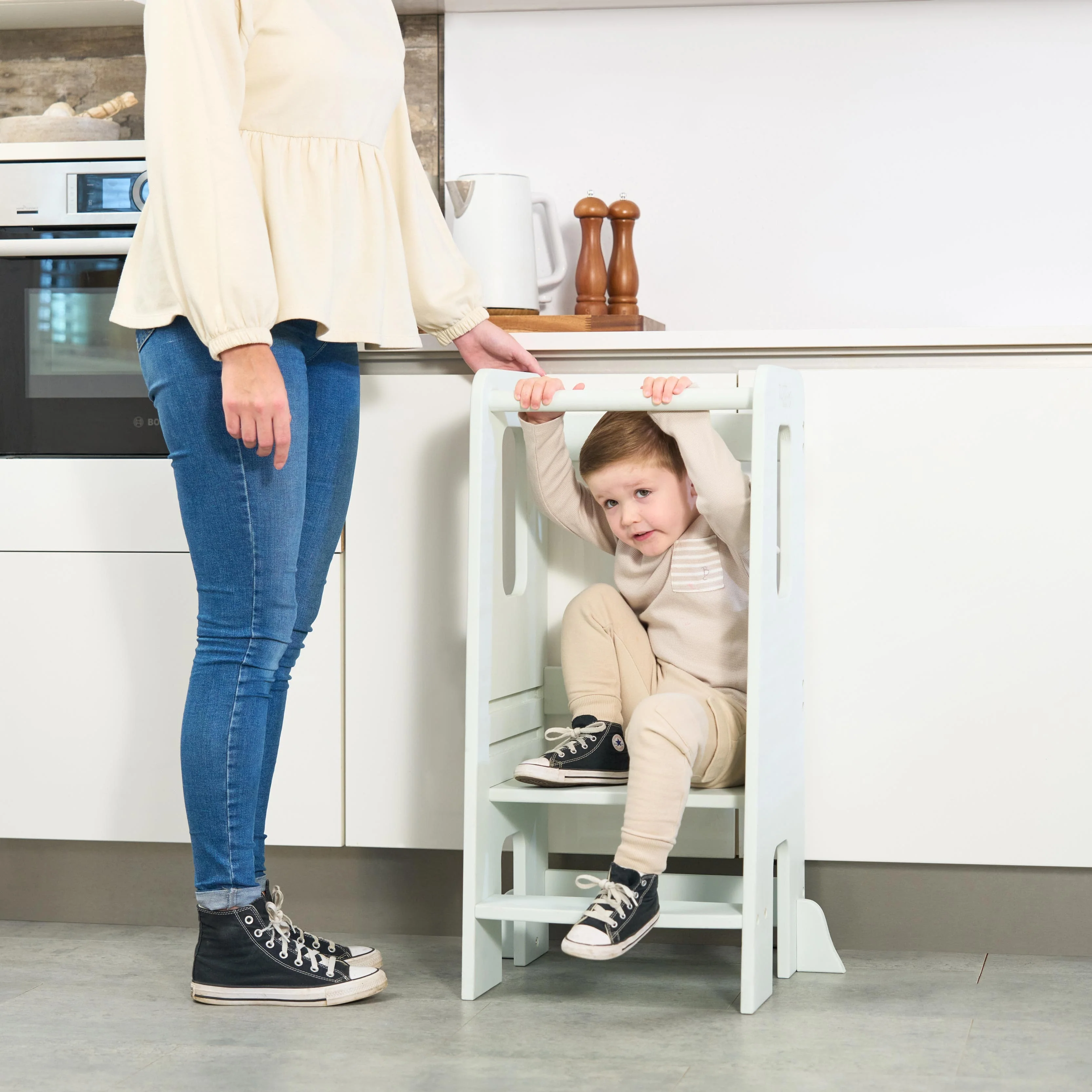 Tutti Bambini Helping Hands Montessori Toddler Learning Tower - Sea Mist - Image 14