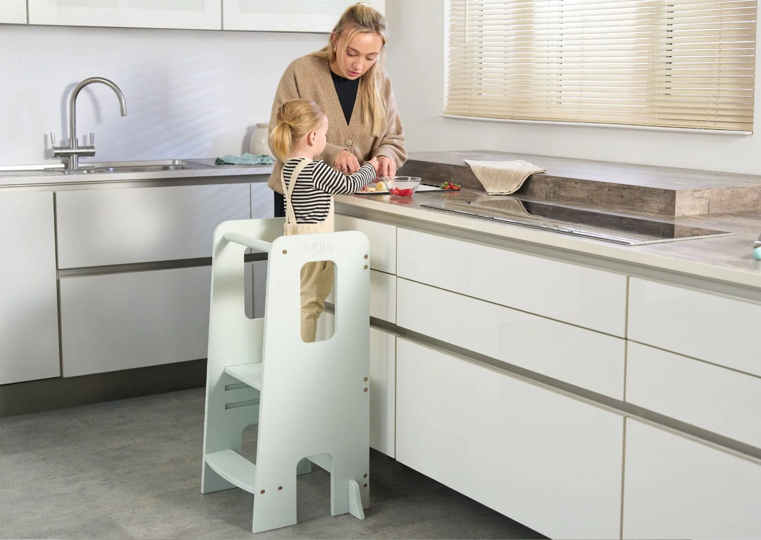 Tutti Bambini Helping Hands Montessori Toddler Learning Tower - Sea Mist - Image 20