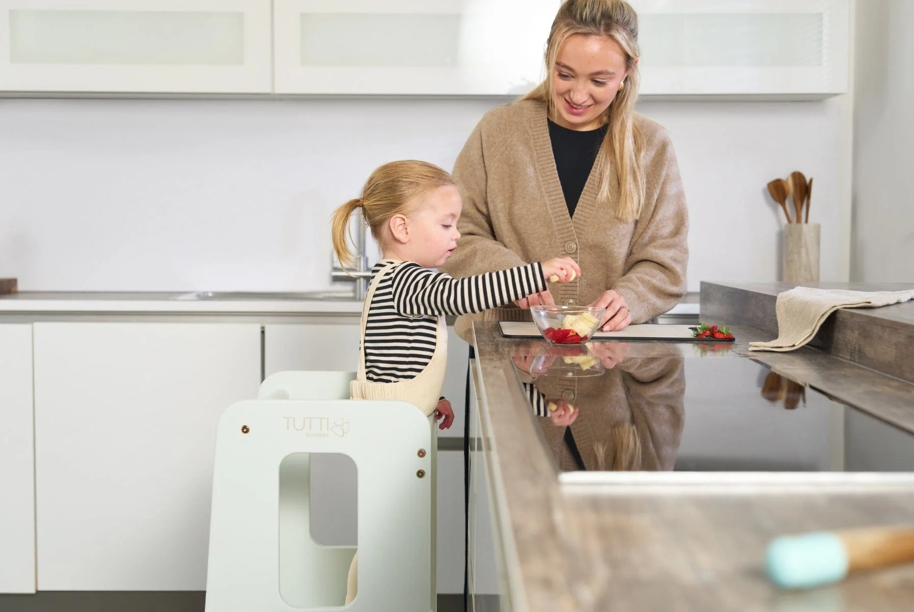 Tutti Bambini Helping Hands Montessori Toddler Learning Tower - Sea Mist - Image 22