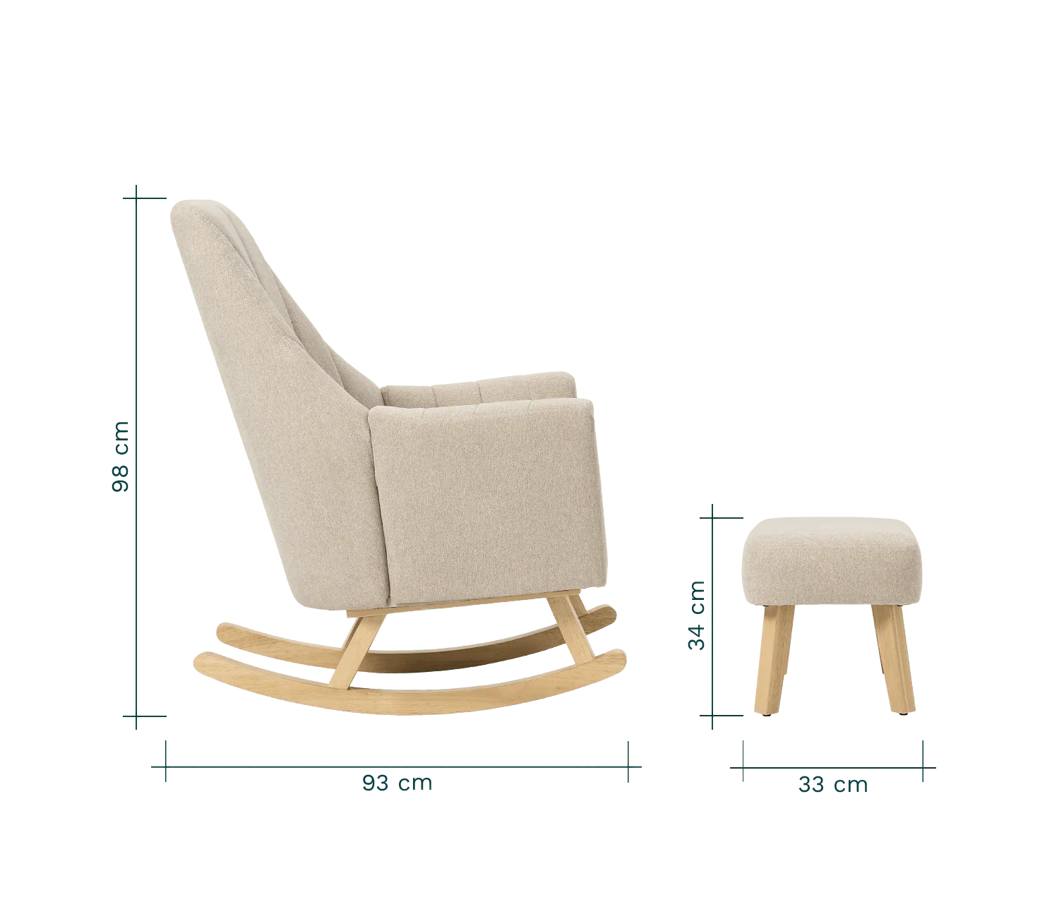 Tutti Bambini Jonah Rocking Chair & Foot Stool Set – Stone (Plus free gifts) - Image 14