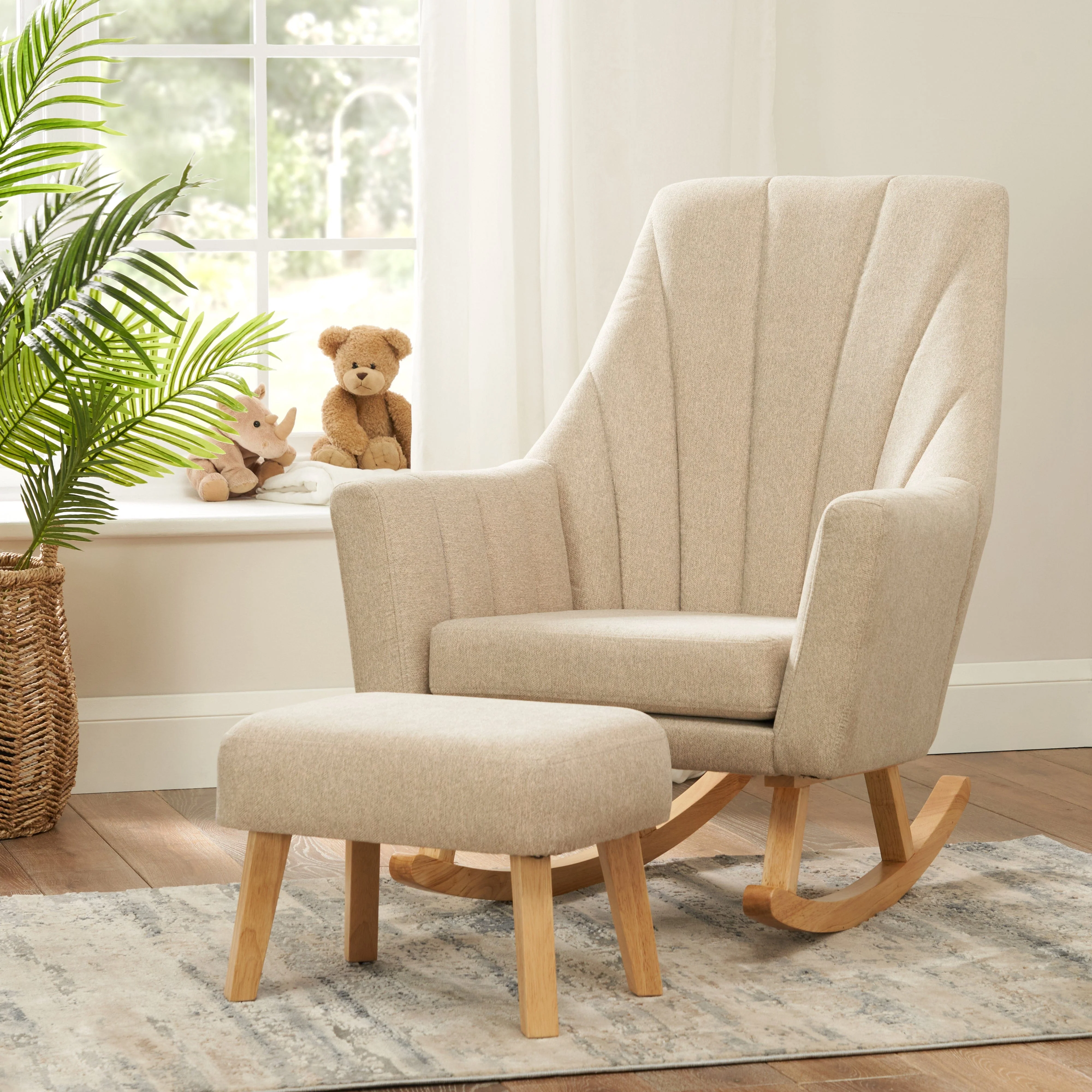 Tutti Bambini Jonah Rocking Chair & Foot Stool Set – Stone (Plus free gifts) - Image 2