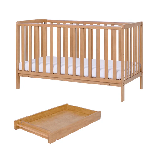 Tutti Bambini Malmo Cot Bed with Cot Top Changer and Mattress - Oak - Image 2