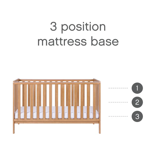 Tutti Bambini Malmo Cot Bed with Cot Top Changer and Mattress - Oak - Image 3