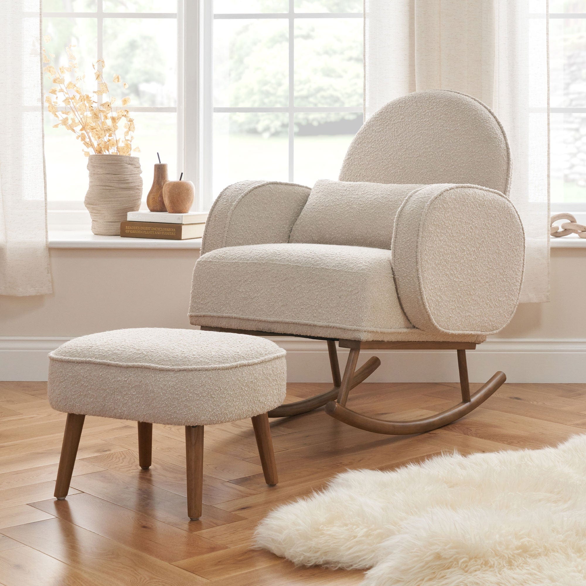 Tutti Bambini Micah Rocking Chair & Footstool - Boucle Biscuit - Image 2