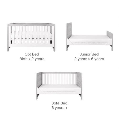 Tutti Bambini Modena 4 Piece Room Set - Grey Ash/White (Free mattress) - Image 5
