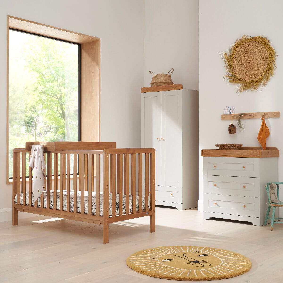 Tutti Bambini Oak Malmo Cot Bed with Rio Furniture 3piece Set Dove Grey/Oak - Image 2