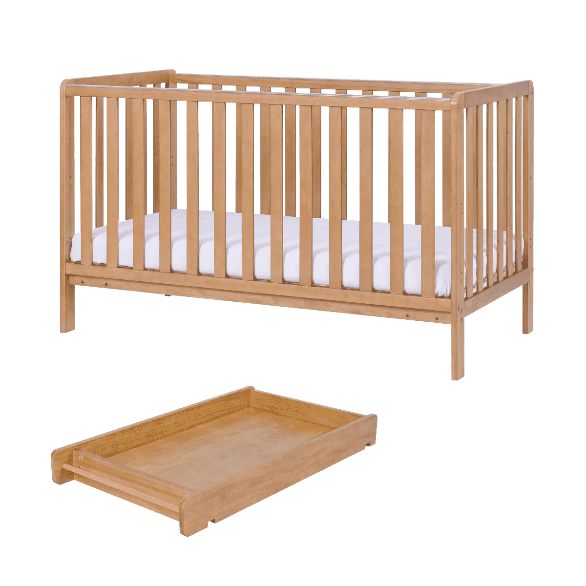 Tutti Bambini Oak Malmo Cot Bed with Rio Furniture 3piece Set Dove Grey/Oak - Image 3